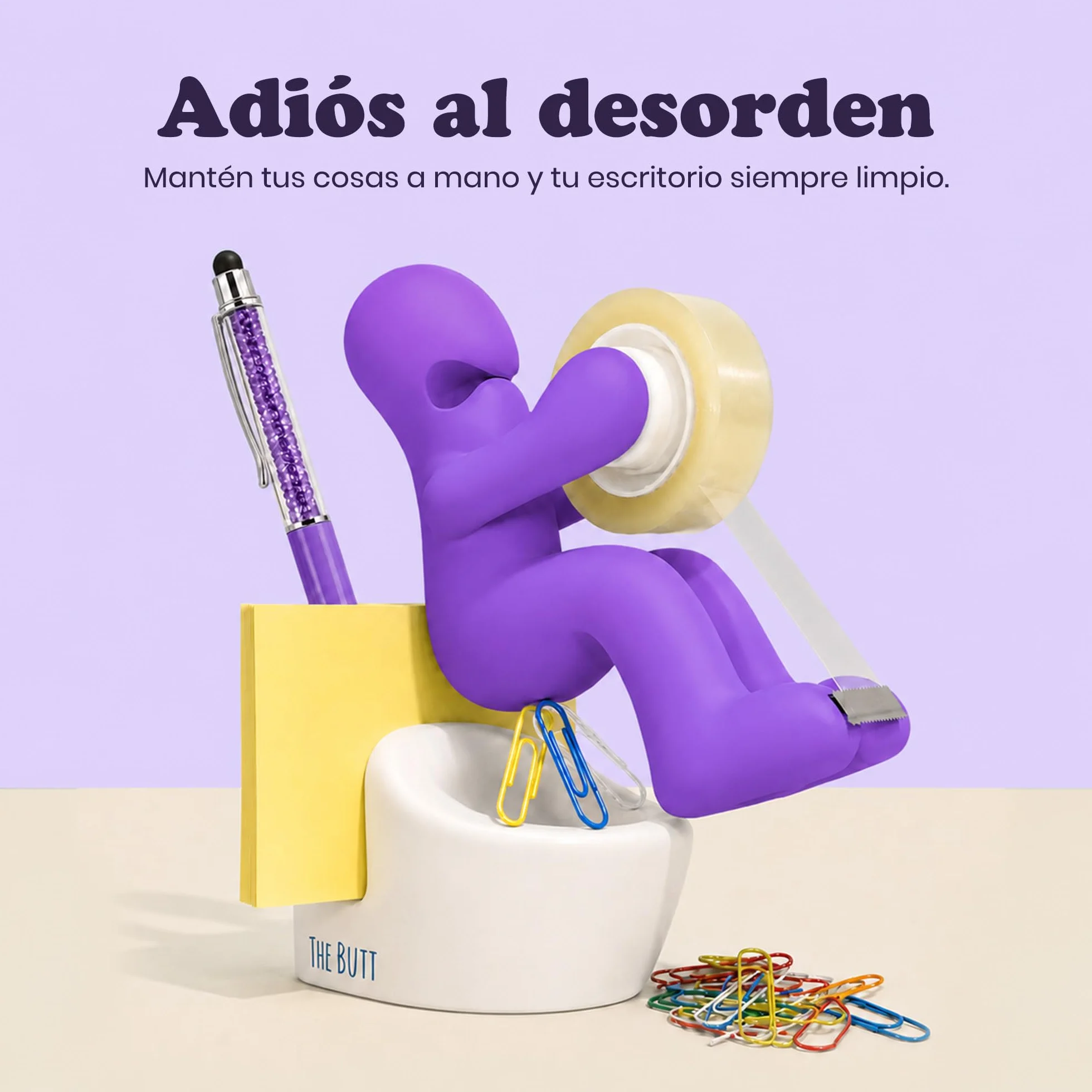 Rollo de cinta adhesiva con dispensador 15.2 x 14.8 x 6.6 cm 222 g Púrpura