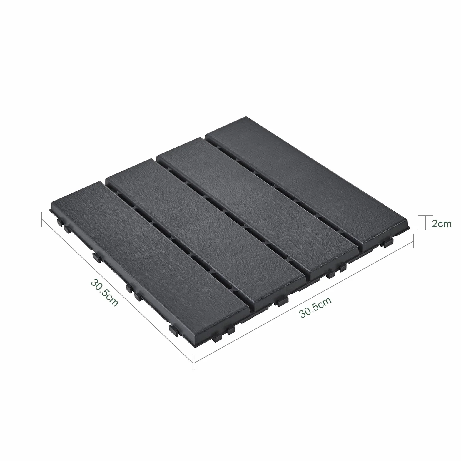 Sobuy Set Suelo Composite Exterior Antideslizante Impermeable 15 Piezas 30.5x30.5x2 cm
