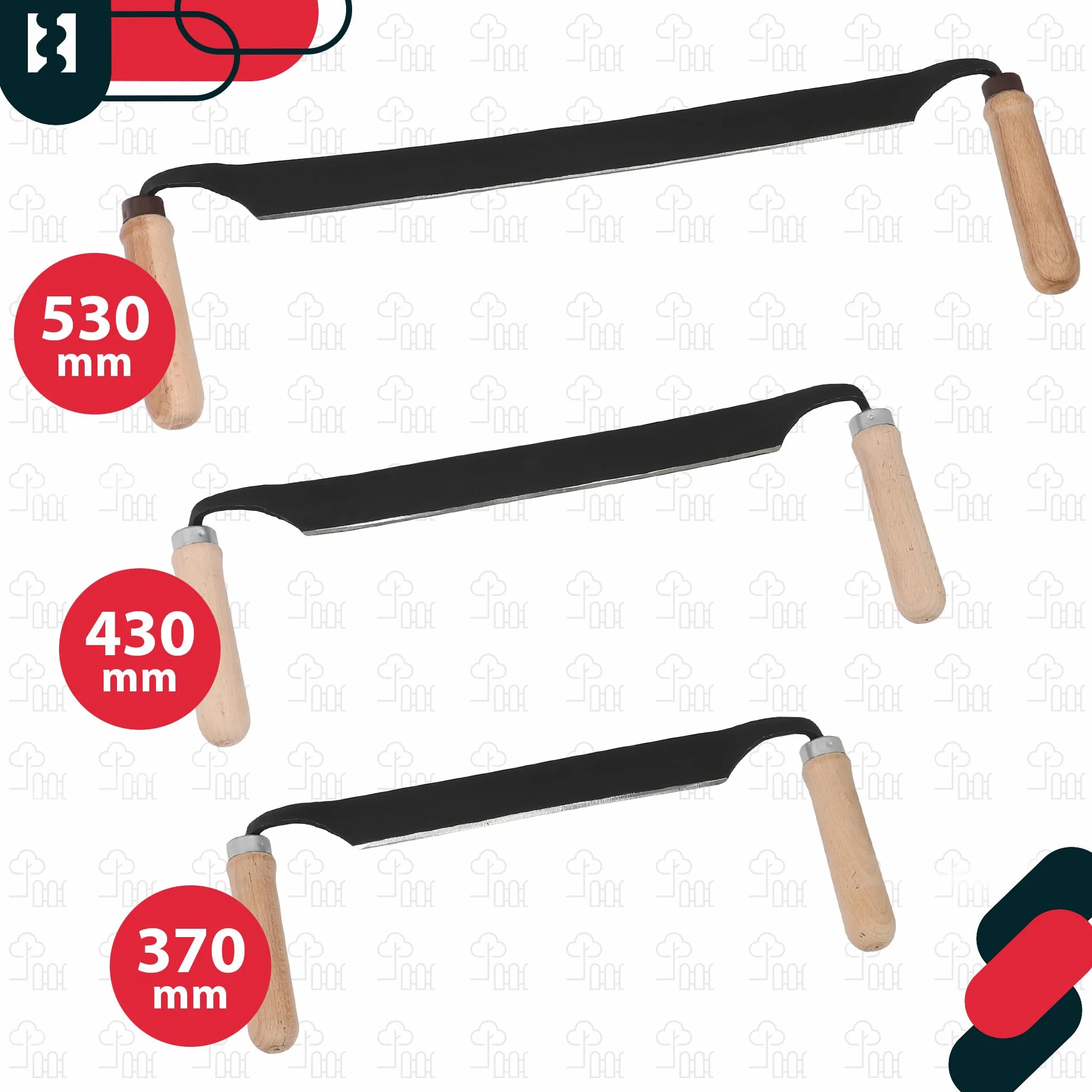 KOTARBAU® Cuchillo de Tracción - Cuchillo de Tracción Recto - Acero al Carbono - 280 mm - Negro - Desbastadora Manual - Herramienta para Madera - con Mango de Madera Ergonómico