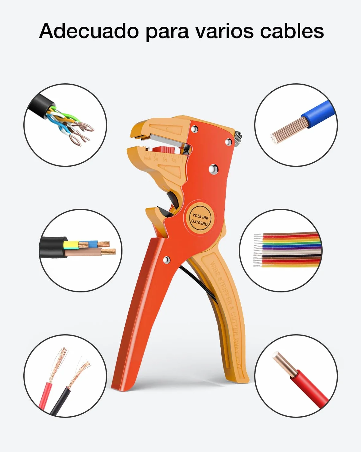 VCELINK Pelacables Automático, 2-en-1 Pelacables Multifuncional de Ajuste Desmontaje del Alambre 0,2-6mm² para Pelar y Cortar Cables