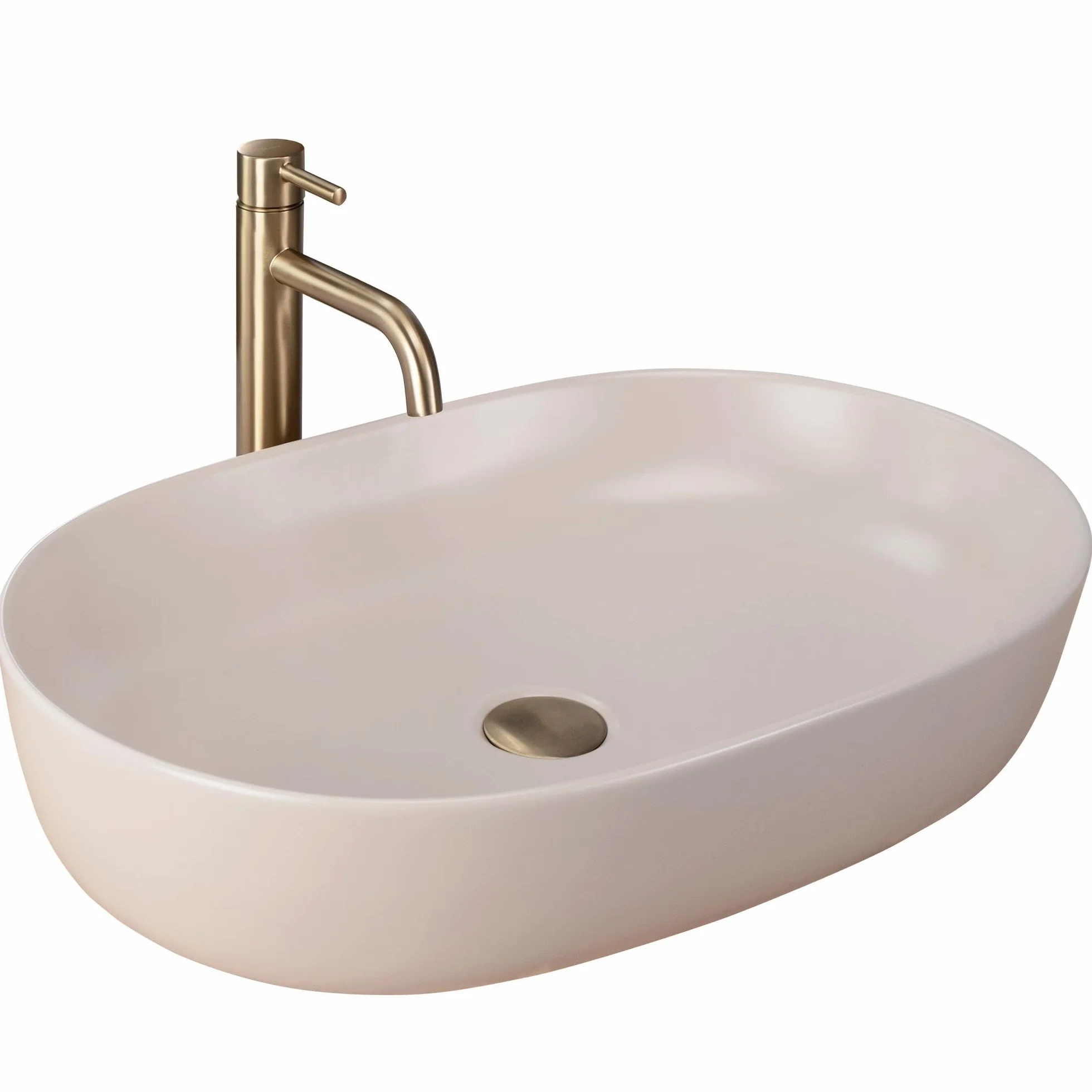 Rea Lavabo sobre Encimera CLEO 61 BEIGE MATE Lavabo de baño 41,5 x 60,5 x 14 cm Cerámica (Beige)