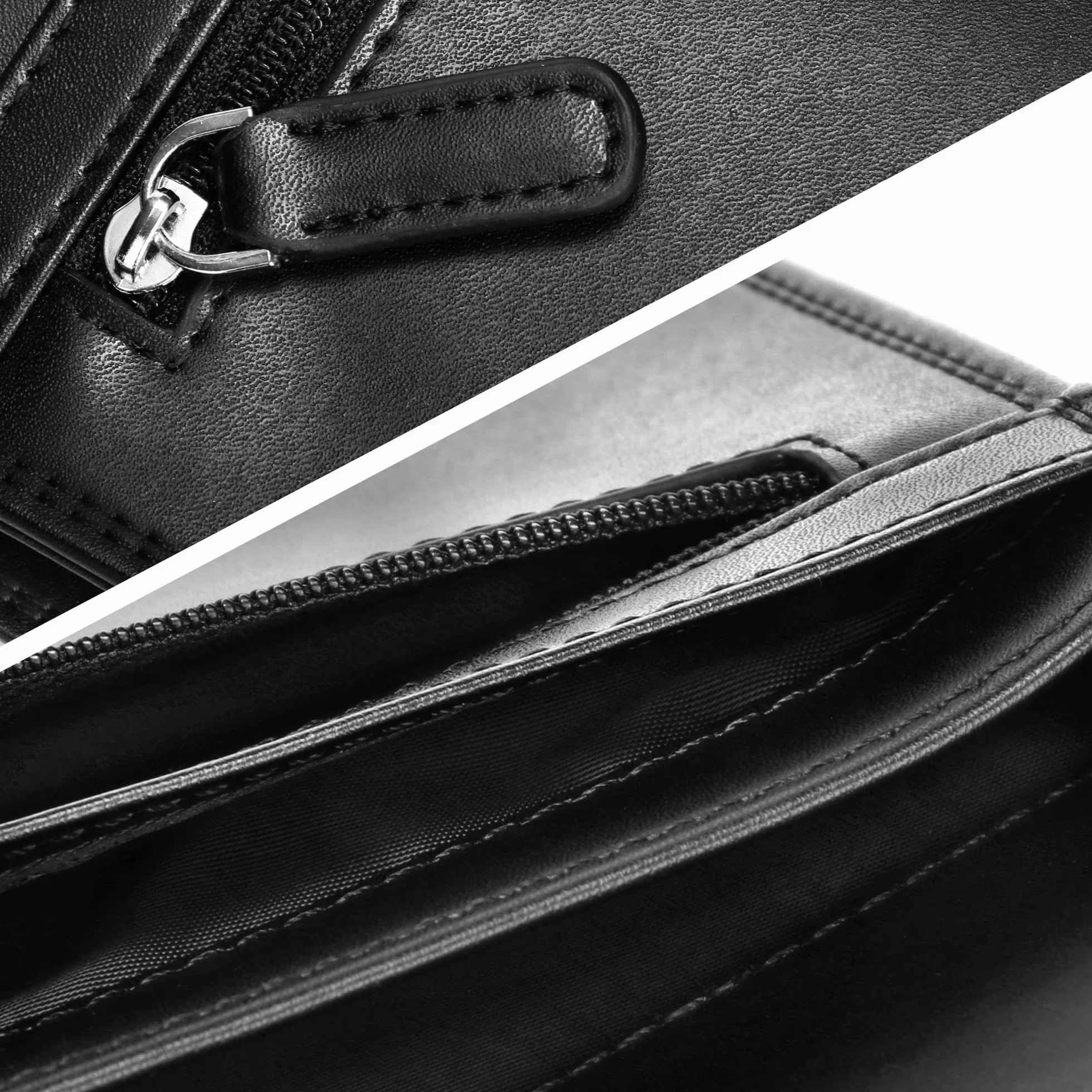 Cartera de Camarero Monedero Elegante Negro 2 Piezas