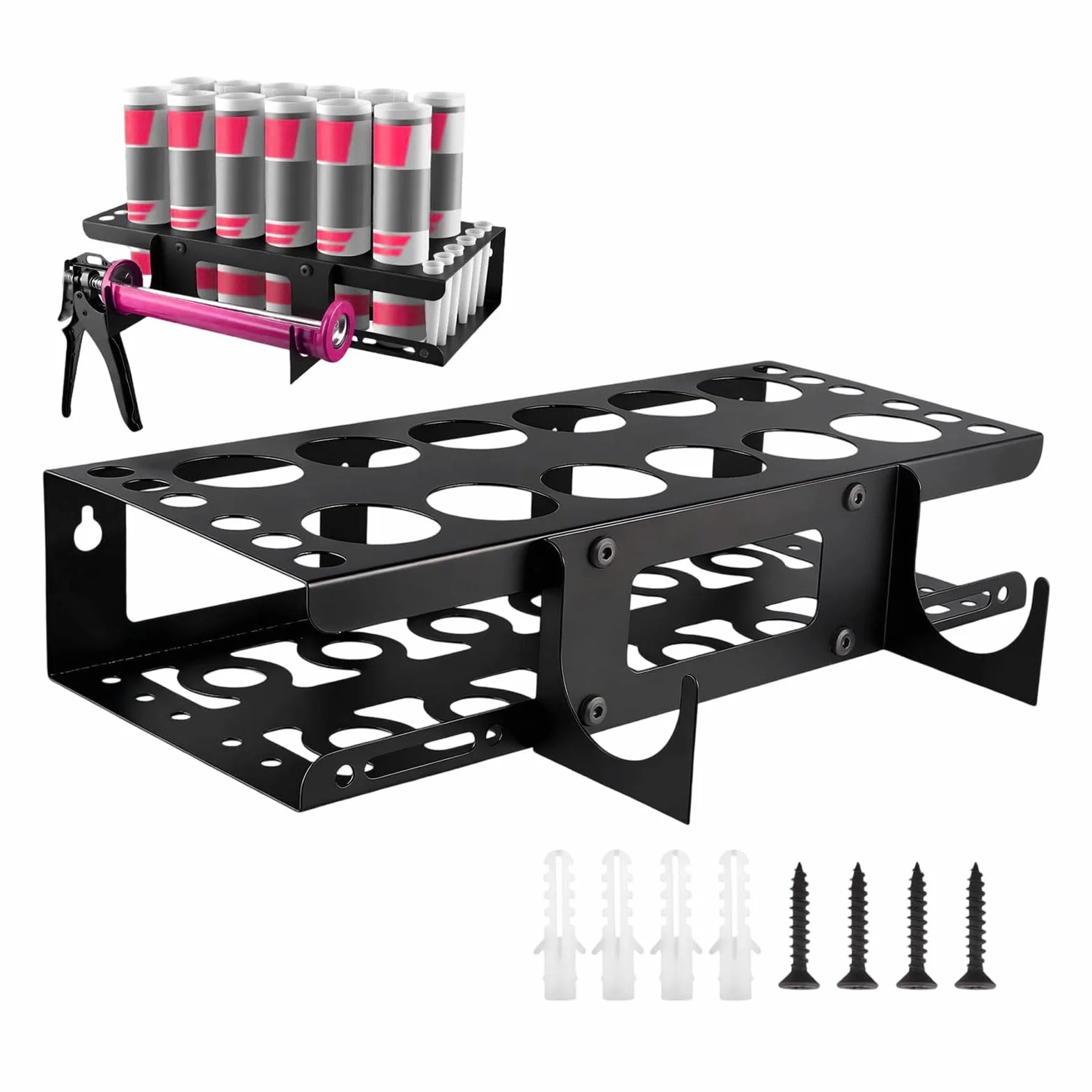 Genérico Organizador Y Soporte - 12 Ranuras De Gran Capacidad Para Soporte Organizador | Estante De Almacenamiento Para Tubos De Silicona De Pared,Para Taller Sala De Estar Dormitorio Hogar Y Garaje