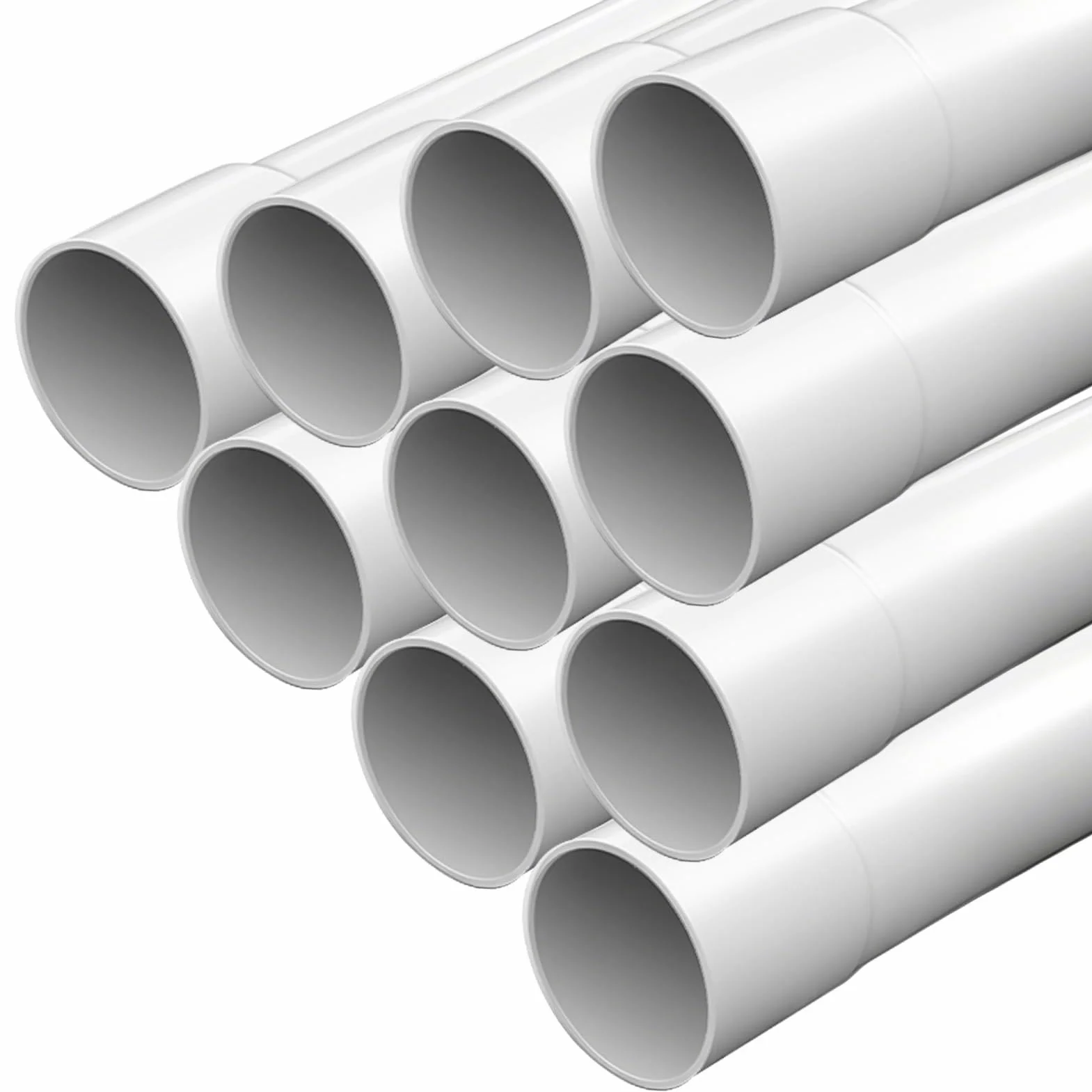 Tubo de instalación M32, 10 m, rígido, PVC, para cable eléctrico, ignífugo, con 20 abrazaderas de cable, tubo de 32 mm para instalación en superficie, color blanco
