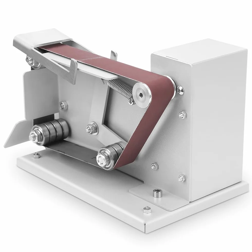 Amoladora de Banda Eléctrica Mini Amoladora Plana con Rodamiento Doble Incorporado y 10 Cinturones Abrasivos para Metal, Madera, Plástico, Aluminio (Enchufe de la UE)