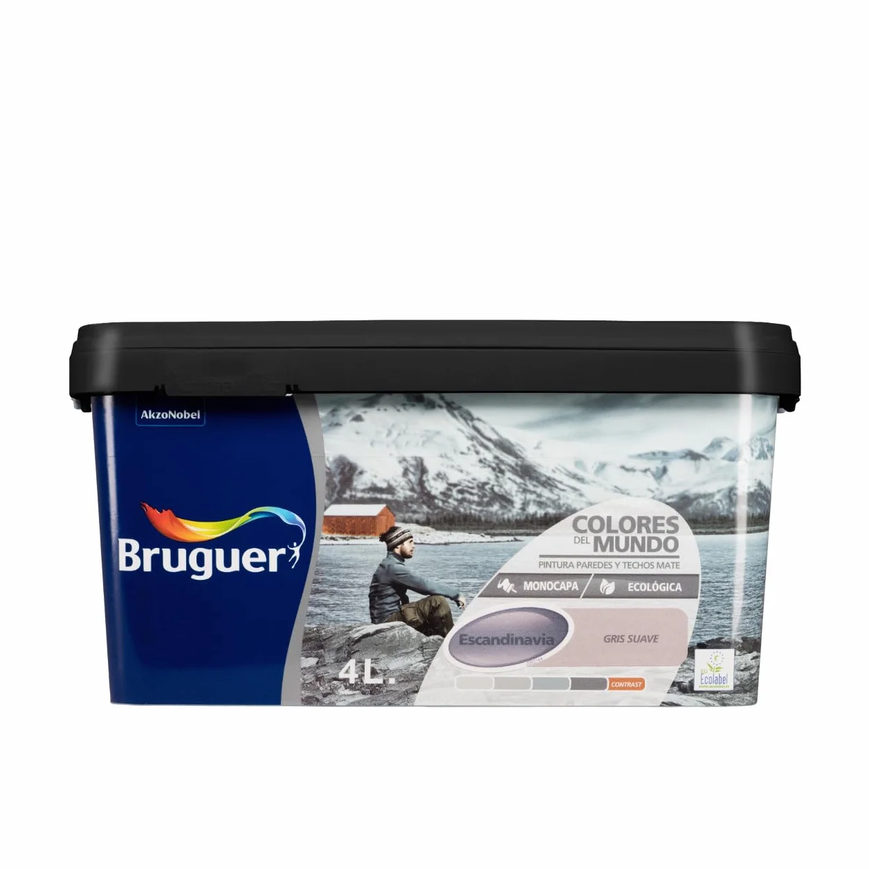 Bruguer Colores del Mundo Pintura para paredes monocapa Escandinavia Gris Suave 4 L