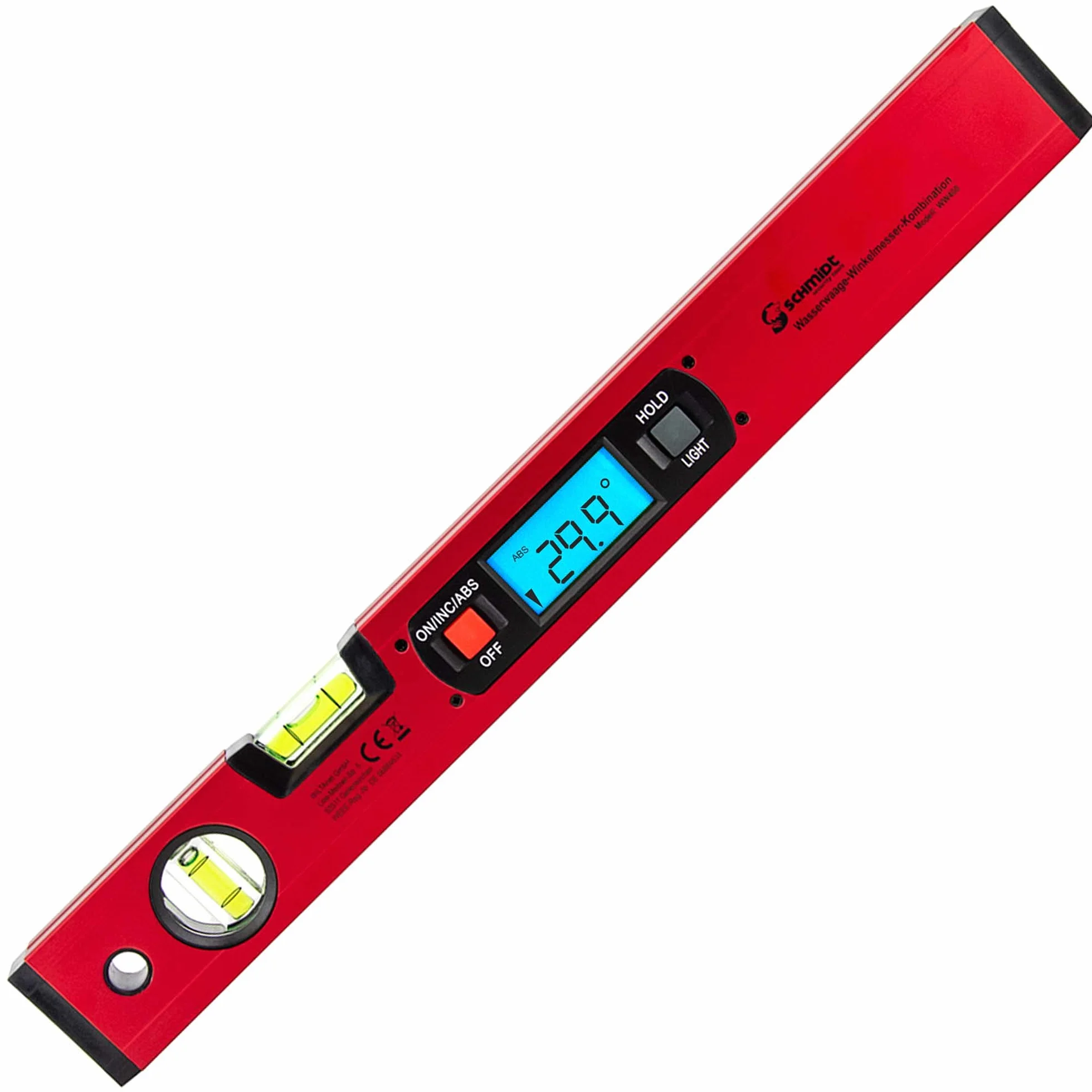 SCHMIDT security Tools Medidor de ángulos electrónico, inclinómetro, pantalla digital LCD, combinación, graduómetro, balanza vertical y horizontal, báscula de ángulo y balanza magnética