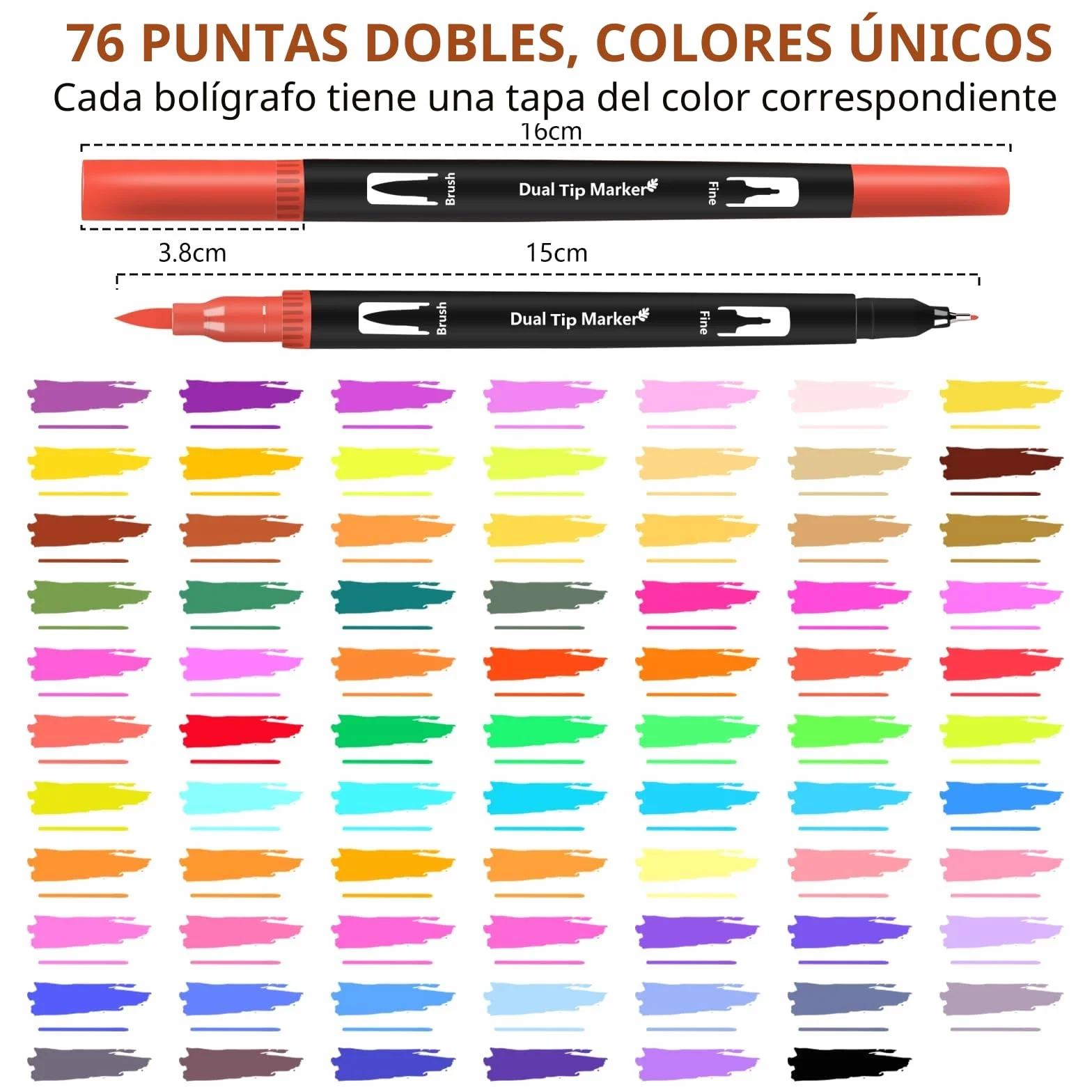 Efimeso 76 Rotuladores Lettering Punta Fieltro Pincel Estuche, Brush Pen Kit Colorear Adultos