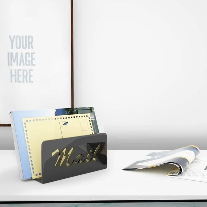 Organizador de Correo Acrílico para Escritorio, Soporte para Sobres y Cartas