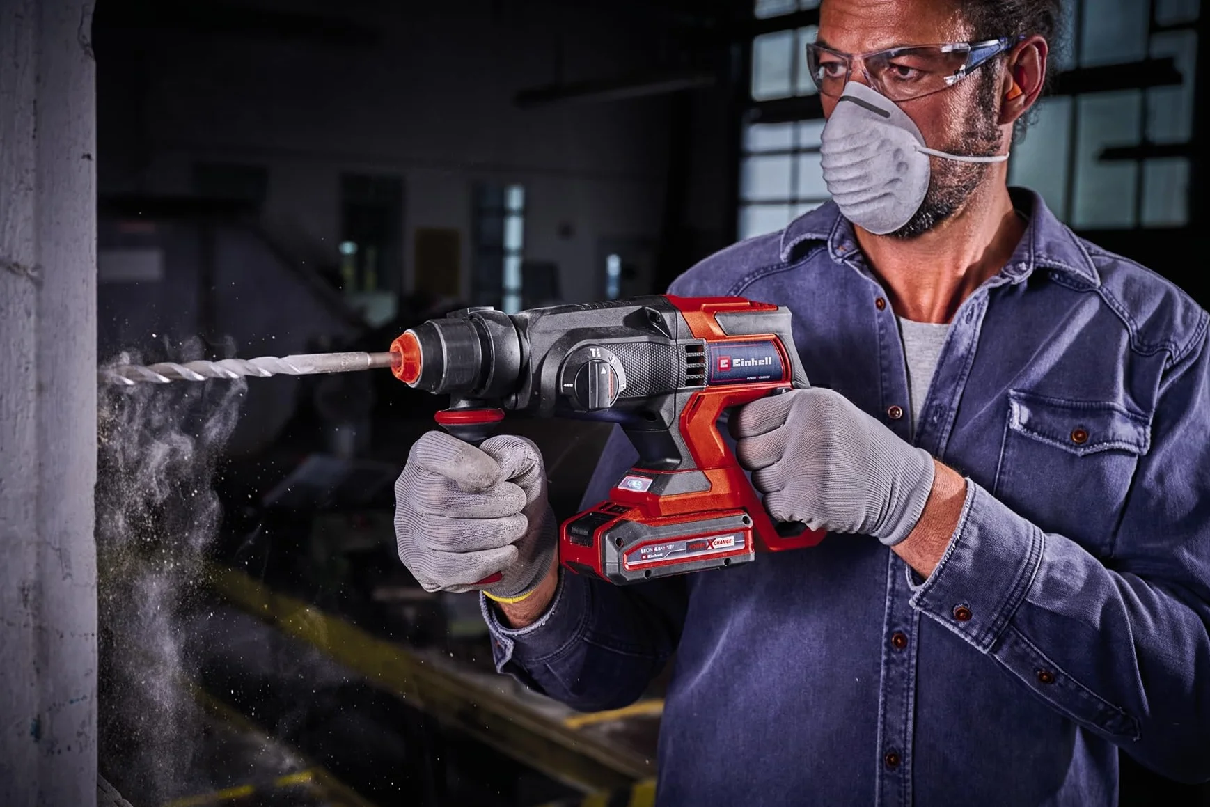 Einhell Martillo perforador con batería TE-HD 18/20 Li-Solo Power X-Change (18 V, 1,8 J, potencia de perforación en hormigón: 20 mm, 4750 r.p.m. máx. de velocidad de impacto, SDS-Plus, sin batería)