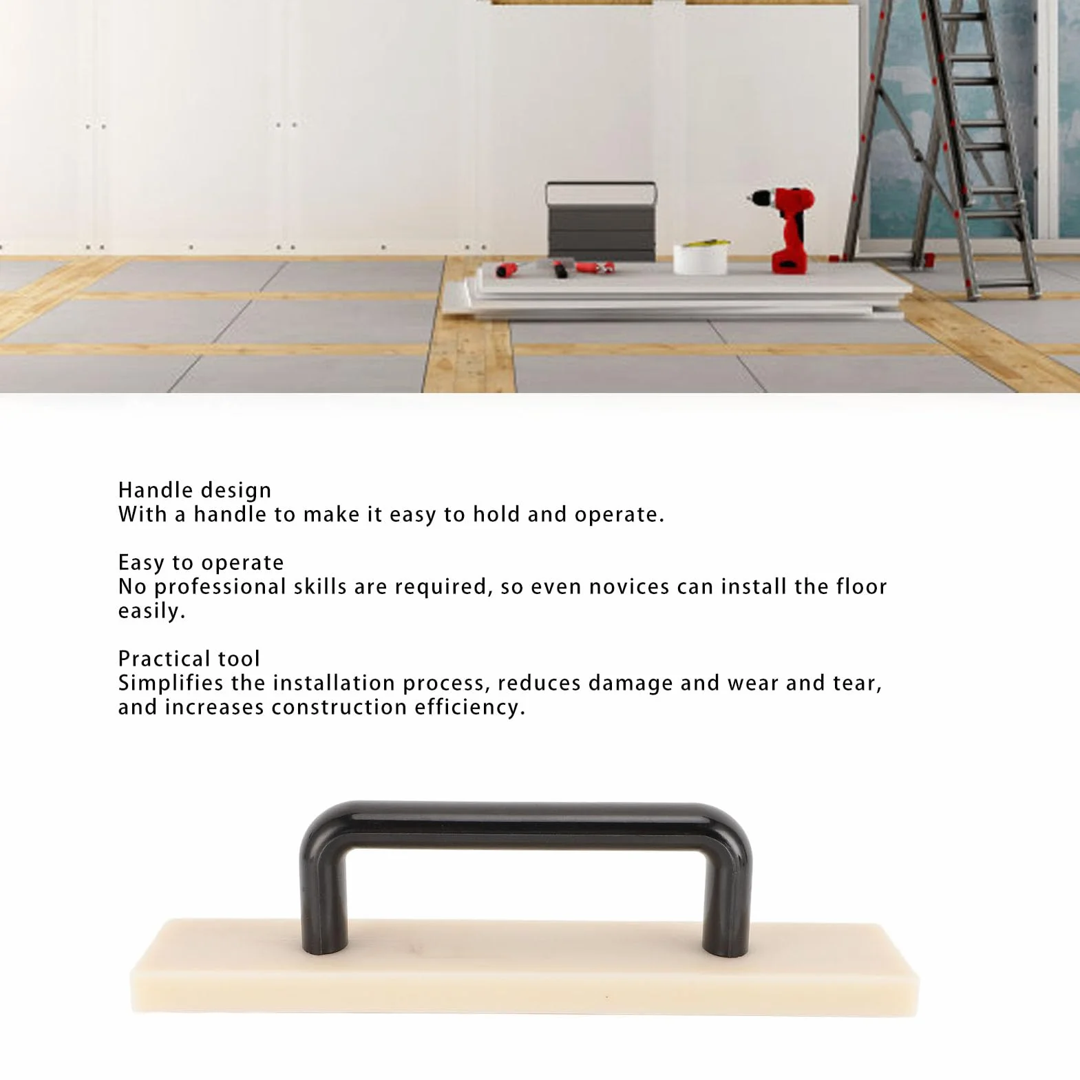 Taco de roscar, Taco de roscar de Nylon con Mango para Madera Dura, Laminado, LVP, LVT, Herramienta Profesional de instalación de Pisos para proyectos de mejoras en el (26,5 cm)