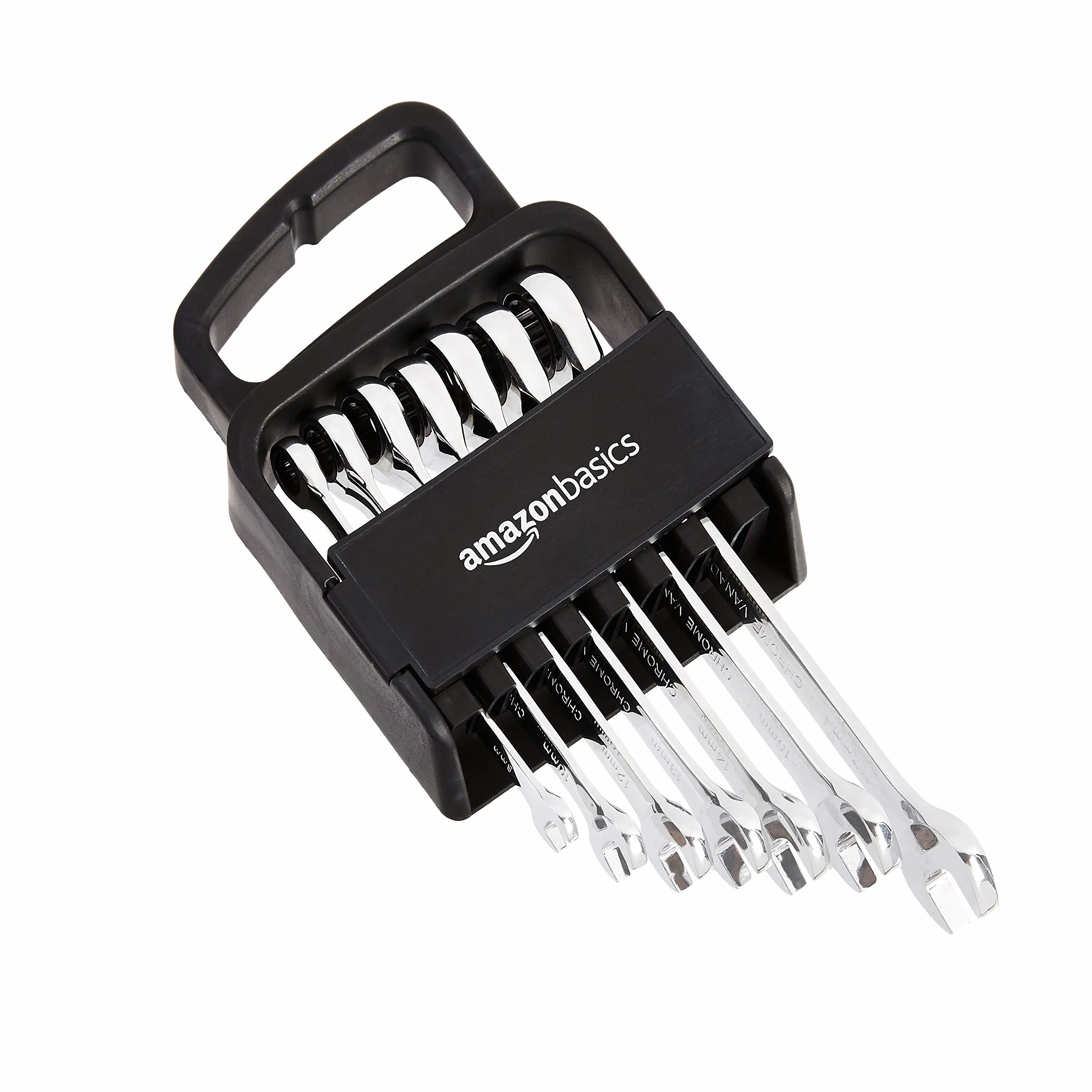 Amazon Basics Juego de llaves de trinquete, combinadas, métricas, 7 unidades
