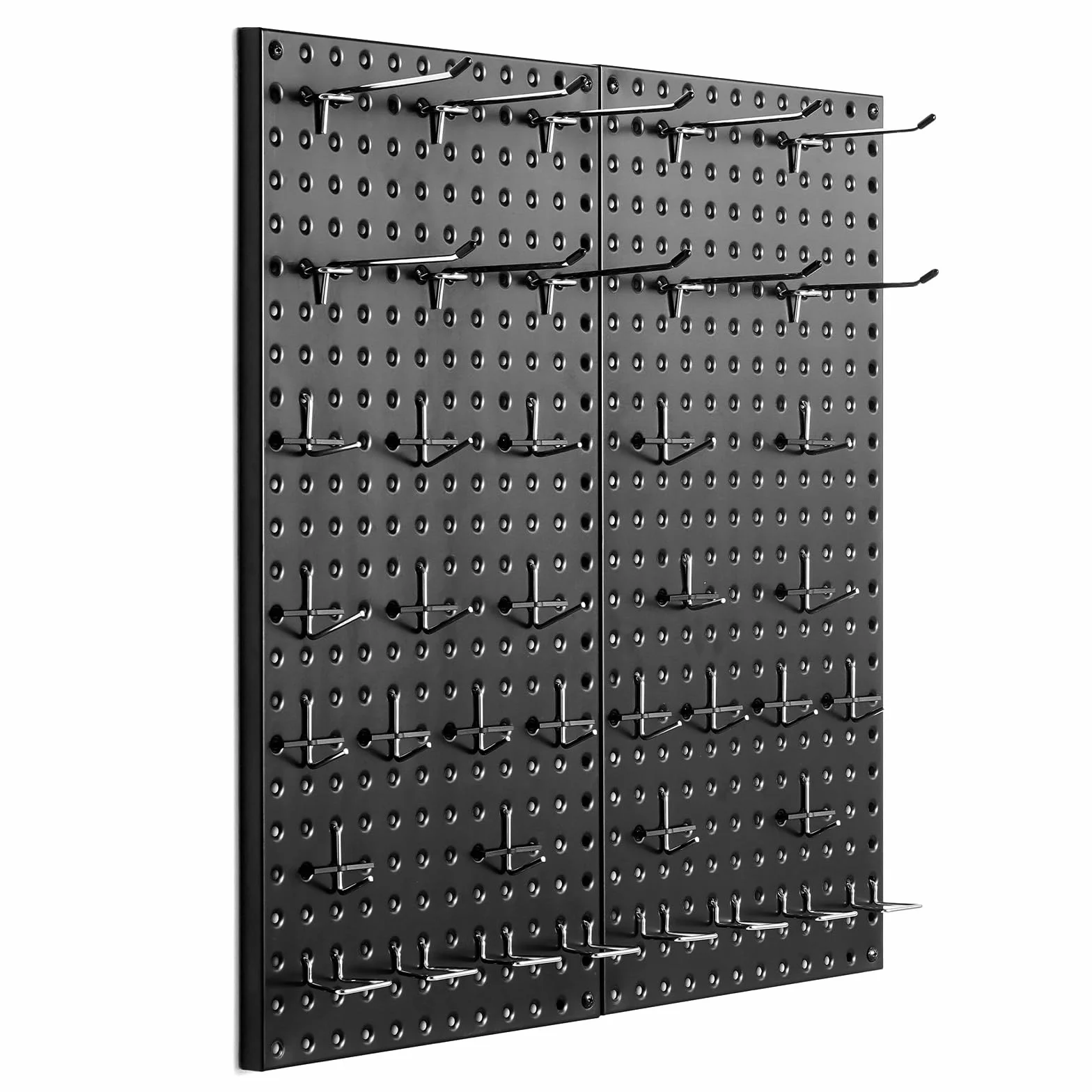 VEVOR Paneles Perforados de Metal de 609,6 x 304,8 x 19 mm 2 Paneles, Organizador de Pared Resistente con Accesorios, para Sala de Estar, Almacenamiento de Herramientas, Sala de Manualidades, Negro