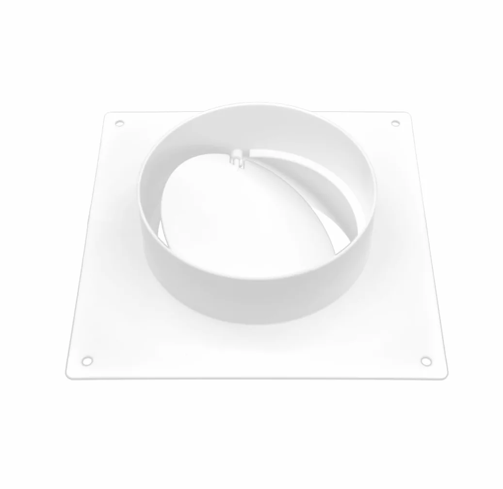 H&C VENT Conector de Brida para Ventilación 150mm con Válvula │ Conectores de Tubo PVC Flexible, Aluminio Manguera Conducto │ Placa de Pared │ Extractor Cocina Tubo Aire Acondicionado Secadora Rejilla