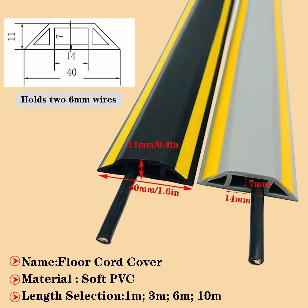 Canaleta Cables Suelo PVC Protector Cable Antiestampado 1m