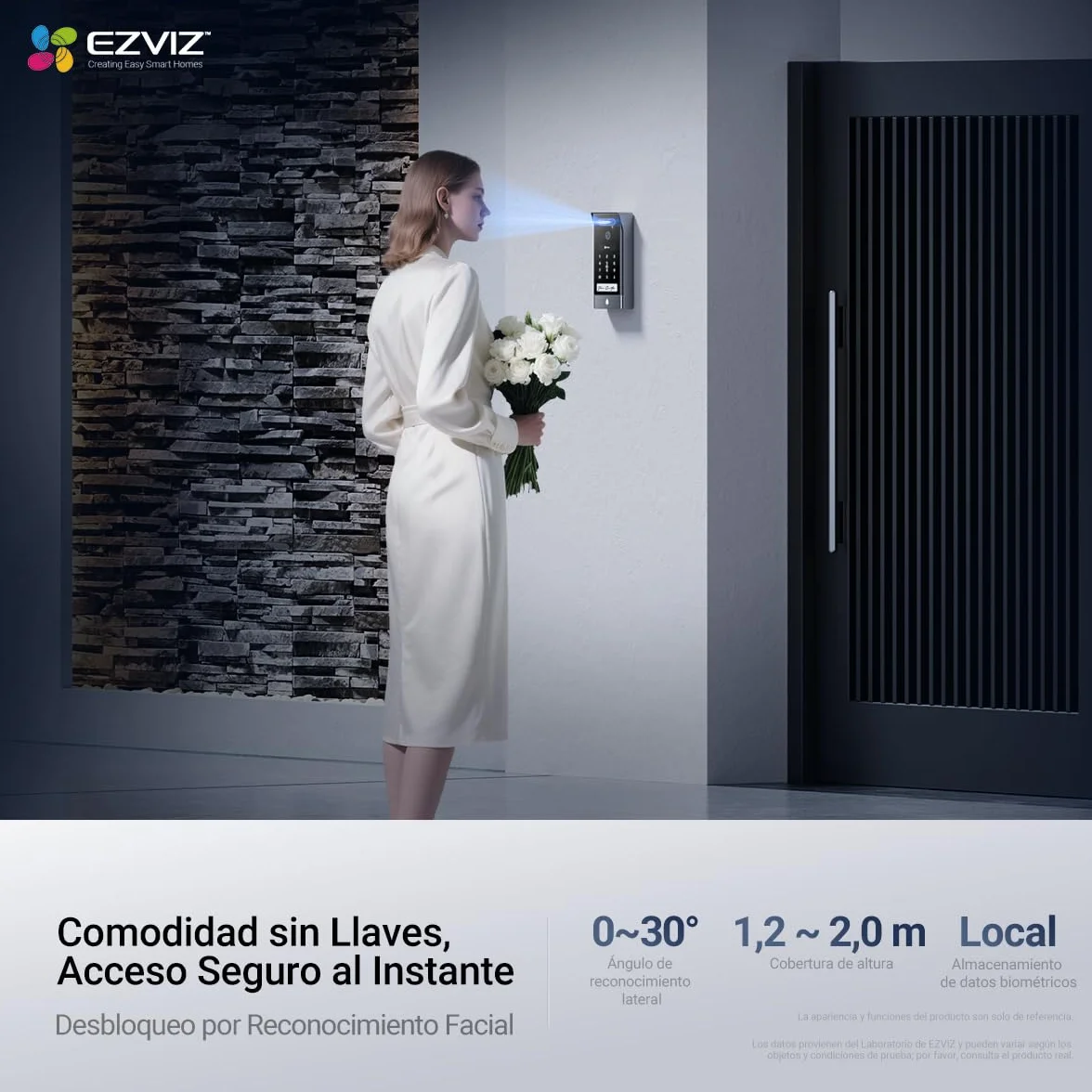 EZVIZ HP7 Pro 4K Videoportero, Desbloqueo por Reconocimiento de Palma, 8'' Monitor Táctil a Color, Audio Bidireccional, Visión Nocturna, Detección Movimiento Humano, Wi-Fi 2.4/5GHz