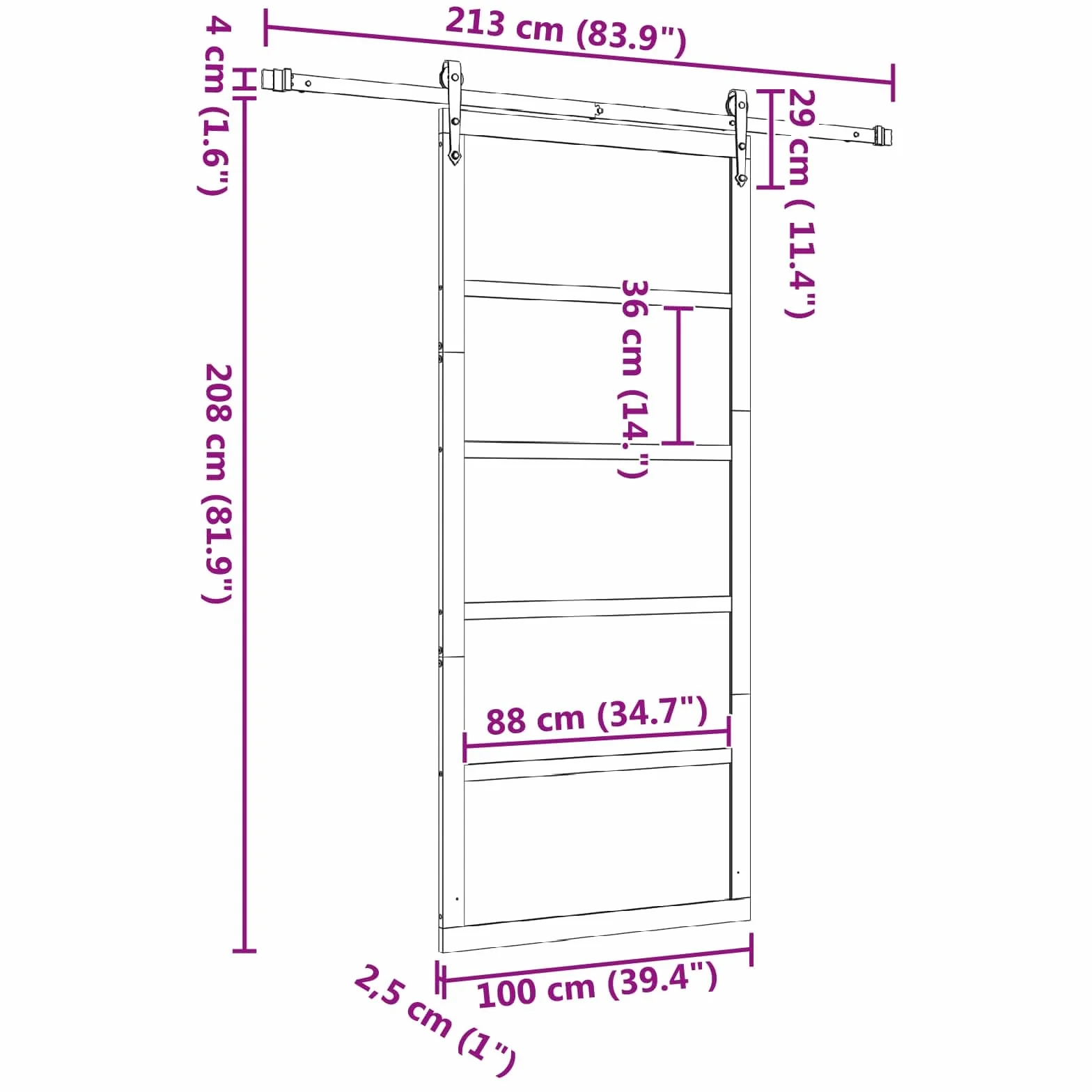vidaXL Puerta Corredera Natural 100 x 208 cm Madera de Pino Maciza, Sala, Puerta corredera Moderna, Separador de Madera, riel Ajustable, Entrada de Pino ahorrando Espacio