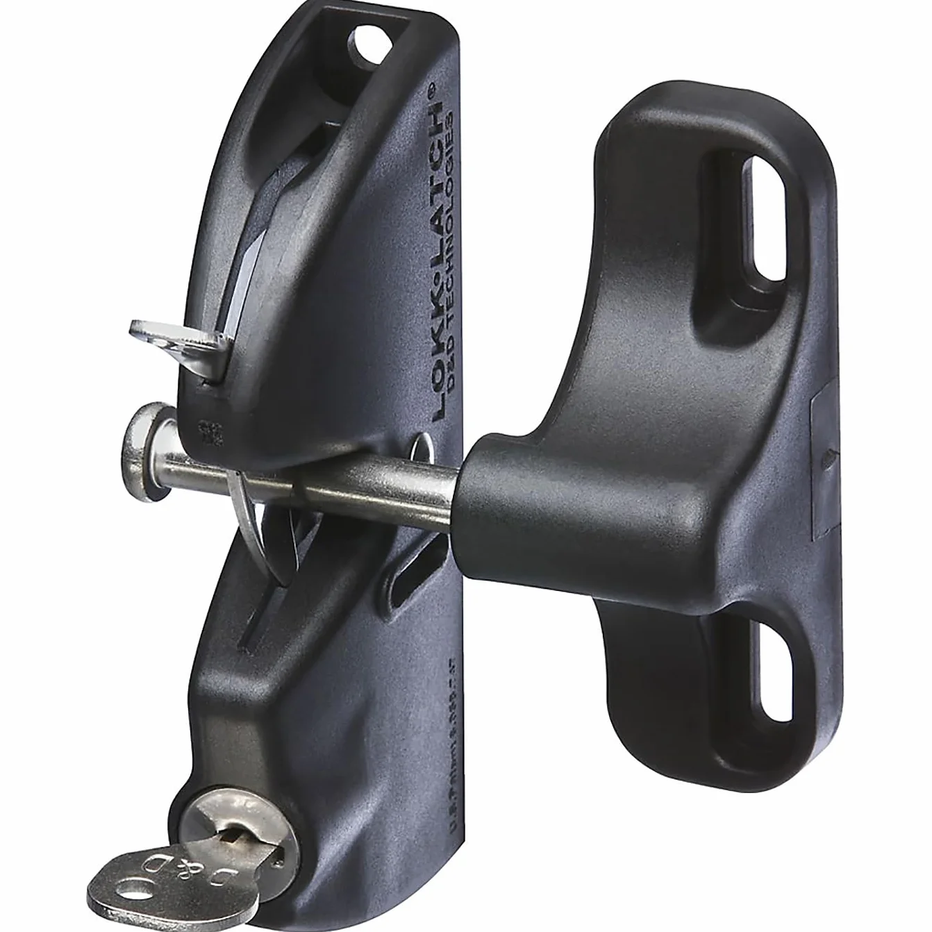 National Hardware N346-201 LokkLatch-Pestillo automático con llave de 4-9/16 pulgadas en negro, 4-9/16"