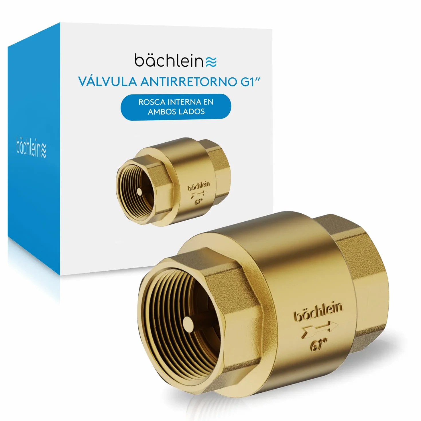 Bächlein Válvula Antirretorno Universal Latón Rosca Hembra G 1 Pulgada Ambos Lados Inoxidable Estanca Agua Potable