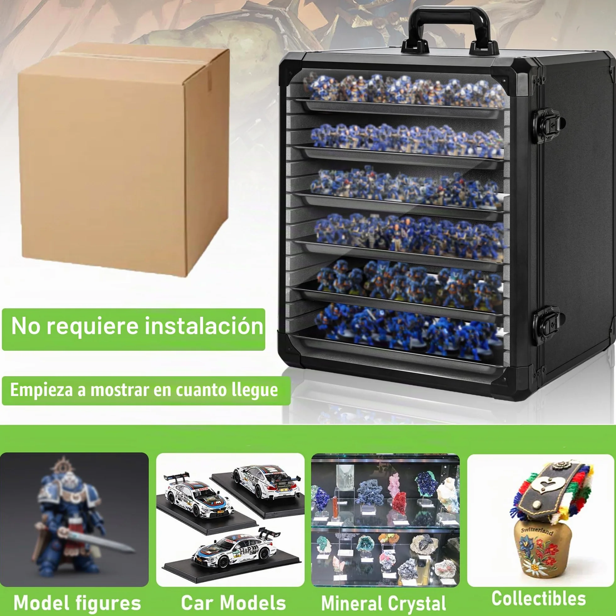 AKOZLIN Maletín de almacenamiento metálico magnético con cerradura, marco de aluminio, 5 compartimentos 16,1 x 12,6 x 18,1 pulgadas