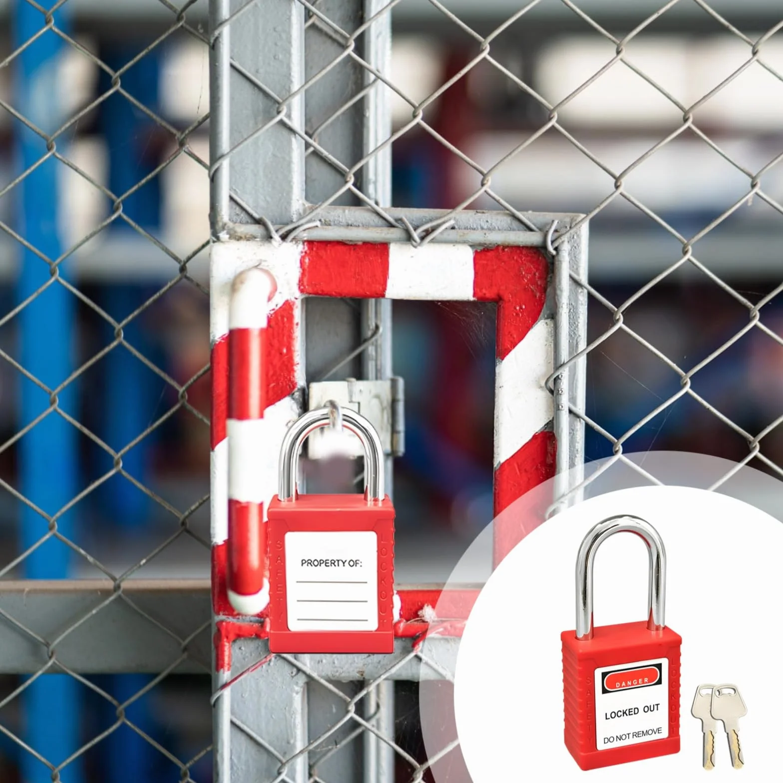 Paquete de 10 candados de bloqueo con grillete de 38 mm, con llave diferente, cerraduras de seguridad eléctricas para aplicaciones industriales