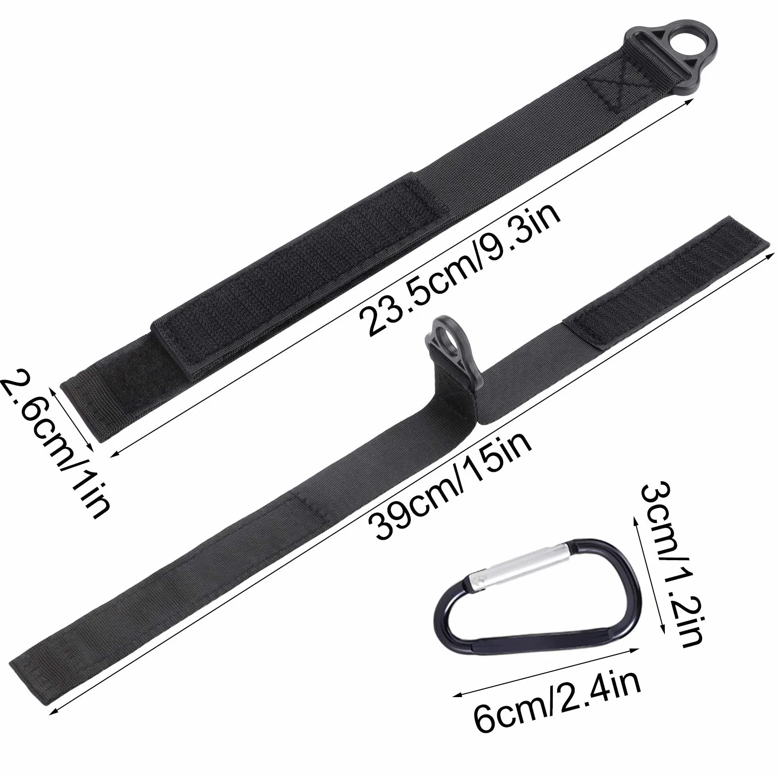 Paquete de 6 correas de almacenamiento resistentes y 6 mosquetones (39 cm x 2,6 cm), correa de gancho y bucle para cables, cuerdas de manguera en garaje y organización de embarcaciones