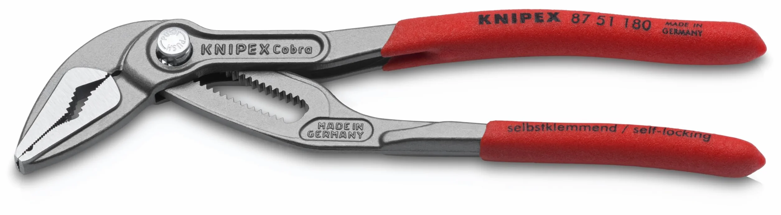 KNIPEX Cobra ES Tenaza de agarre pico loro extra esbelta Mangos plasticos por inmersión antideslizantes 180 mm, 87 51 180