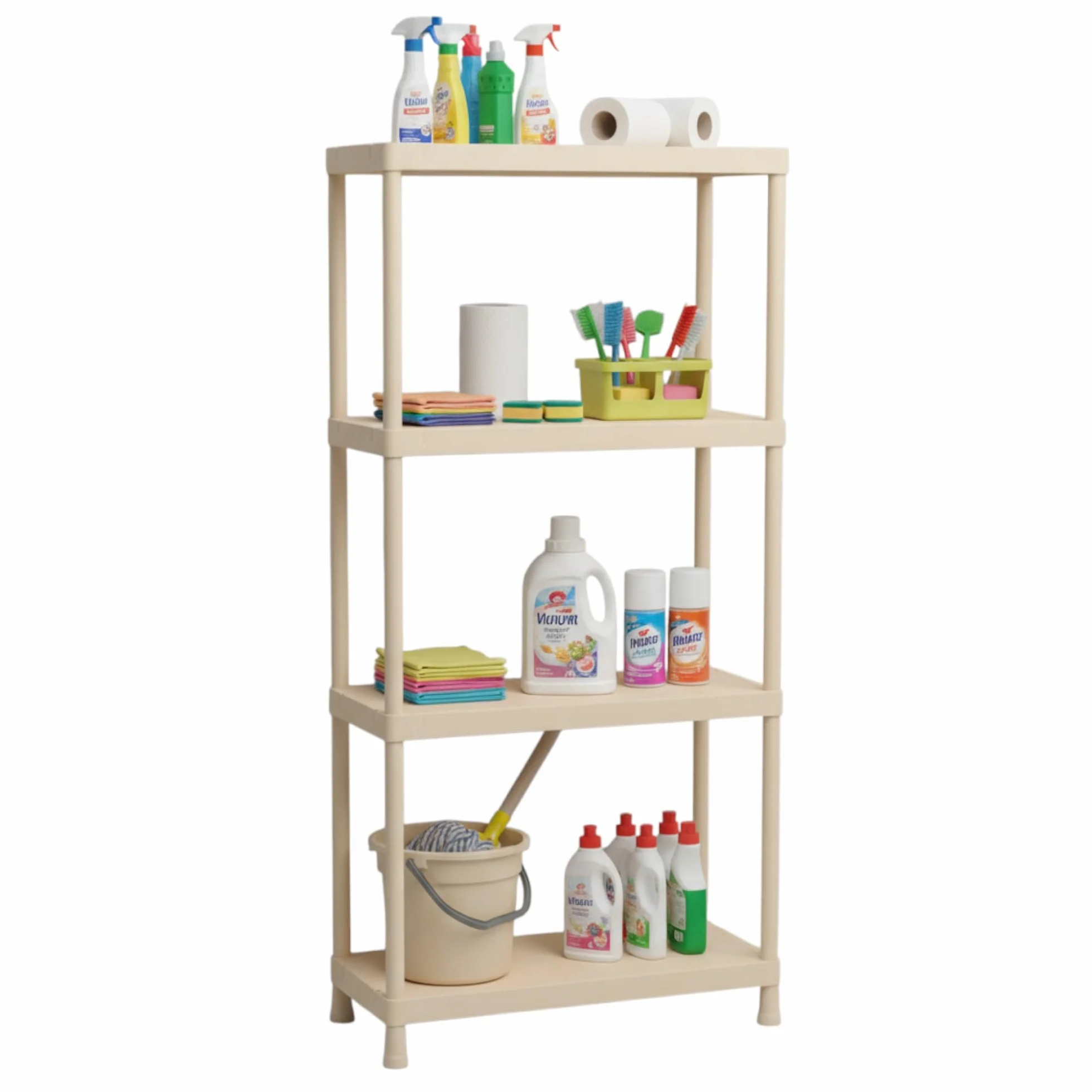 Estantería Modular de Almacenamiento Estante de almacenar plastico Polipropileno (4 Baldas 140x60x30cm Beige)
