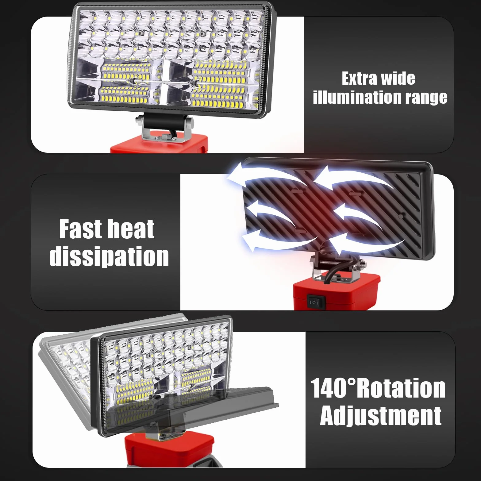 Luz Compatible con La Batería Milwaukee 18V/20V,Lámpara de Trabajo Led Sin Cuerda 60W 6000Lm Recargable Linterna con Protección de Baja Tensión Y Usb,Lámparas de Inundación Impulsadas Por Baterías Led