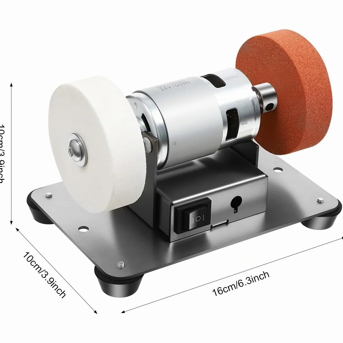Mini amoladora de banco, muelas abrasivas dobles y lijadora de banda con 7 velocidades de velocidad, sistema artesanal de pulidora de mesa de 3000-6000 RPM para joyería, metal, madera, jade, cuchillo