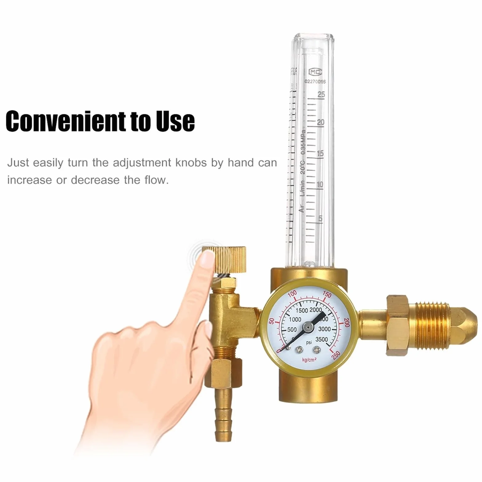 Regulador Gas Argón CO2, Reductor De PresióN Para Gas De Protección Argon/CO2 Con Medidor De Flujo, 0-3500 PSI, 0-25LPM, Cga580 Entrada, Regulador Para Gas De Soldadura MIG y TIG