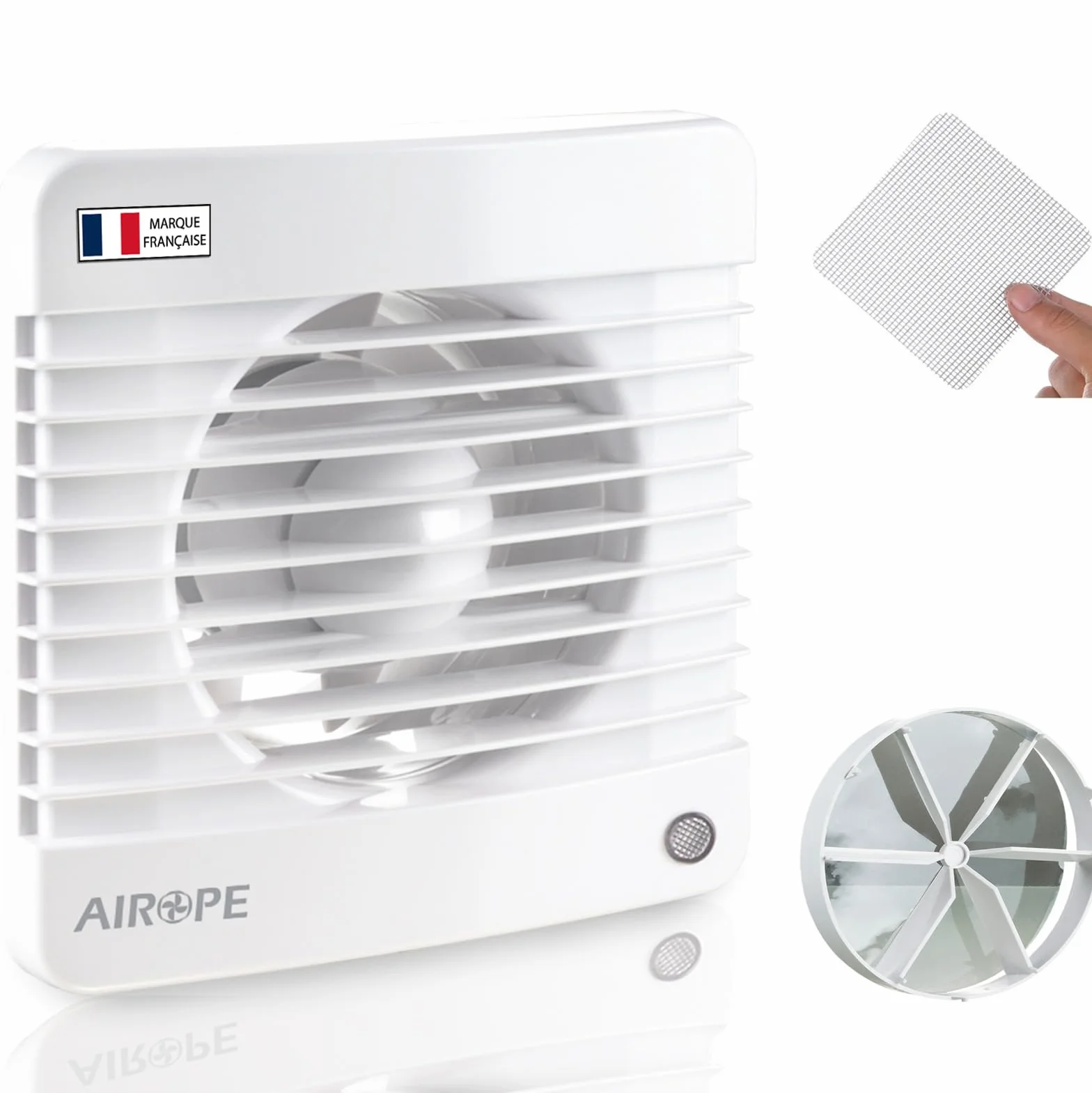 Ventilador extractor de baño silencioso 100 mm con válvula antiretorno y mosquitera