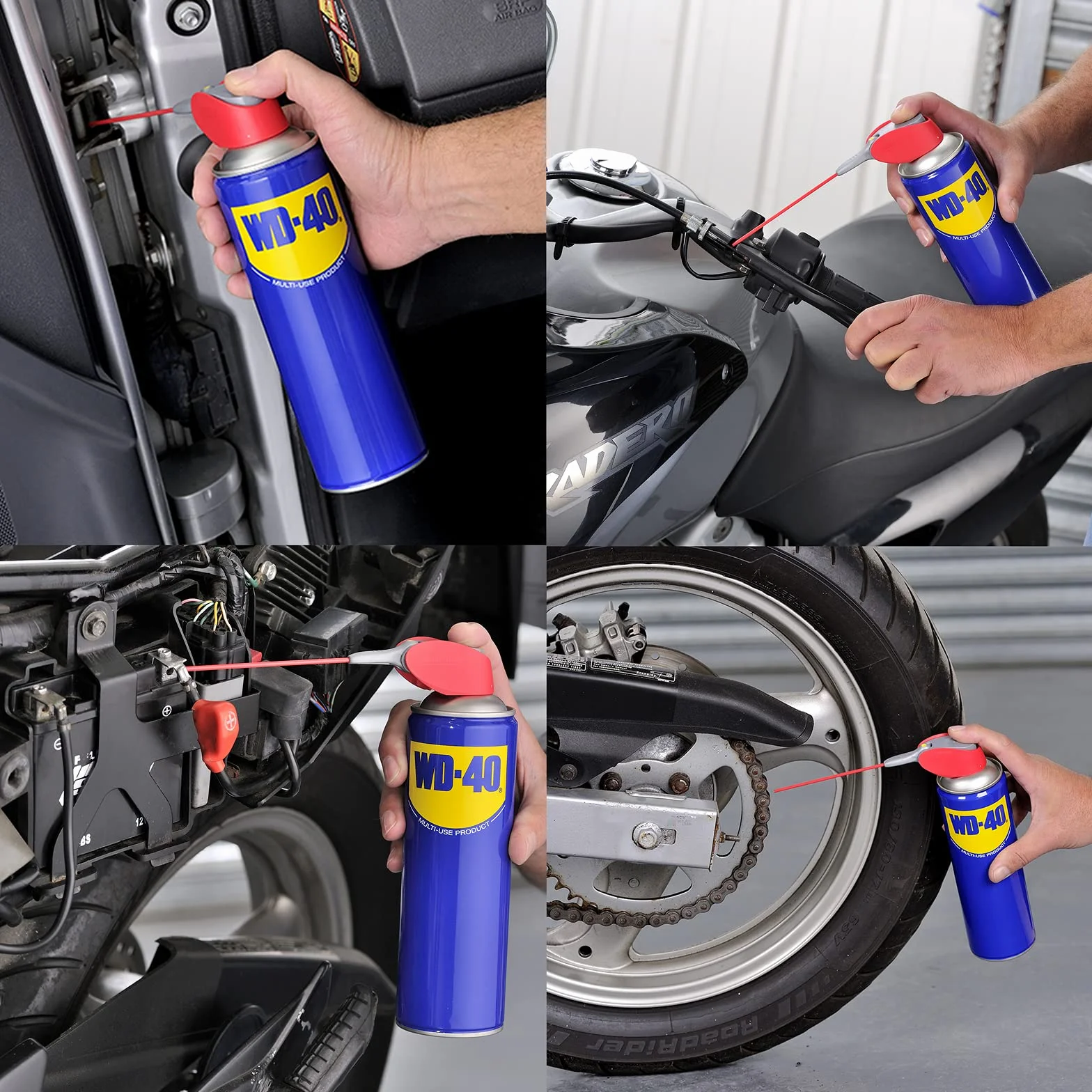WD-40 34198 Producto Multi-Uso Doble Acción - Spray 500 ml - Aplicación Amplia o Precisa, Lubrica, Afloja, Protege del Óxido, Dieléctrico, Limpia Metales y Plásticos y Desplaza la Humedad
