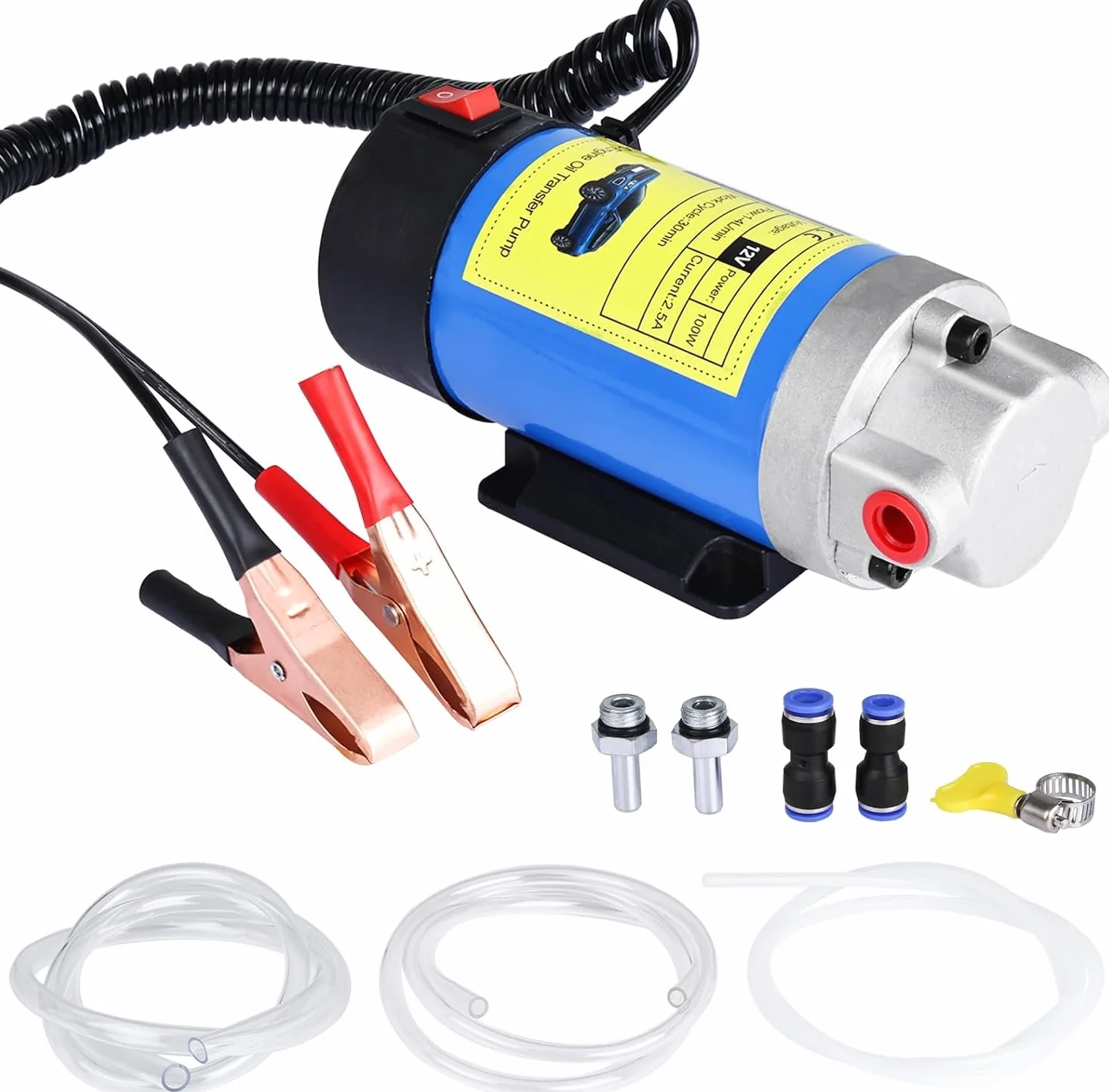 Bomba extractora de aceite DC 12V 100W Bomba de transferencia de combustible (no gasolina) y Aceite para Auto, Moto, Quad, furgon. Bomba de Aceite Diesel de Bajo Ruido para cambios de aceite