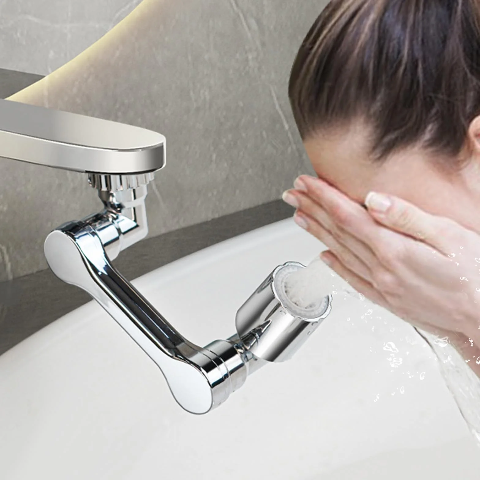 Aireador de Grifo Extensor Giratorio 1080°, Universal Extension Difusor Con 2 Modos de Chorro para Baños y Cocinas