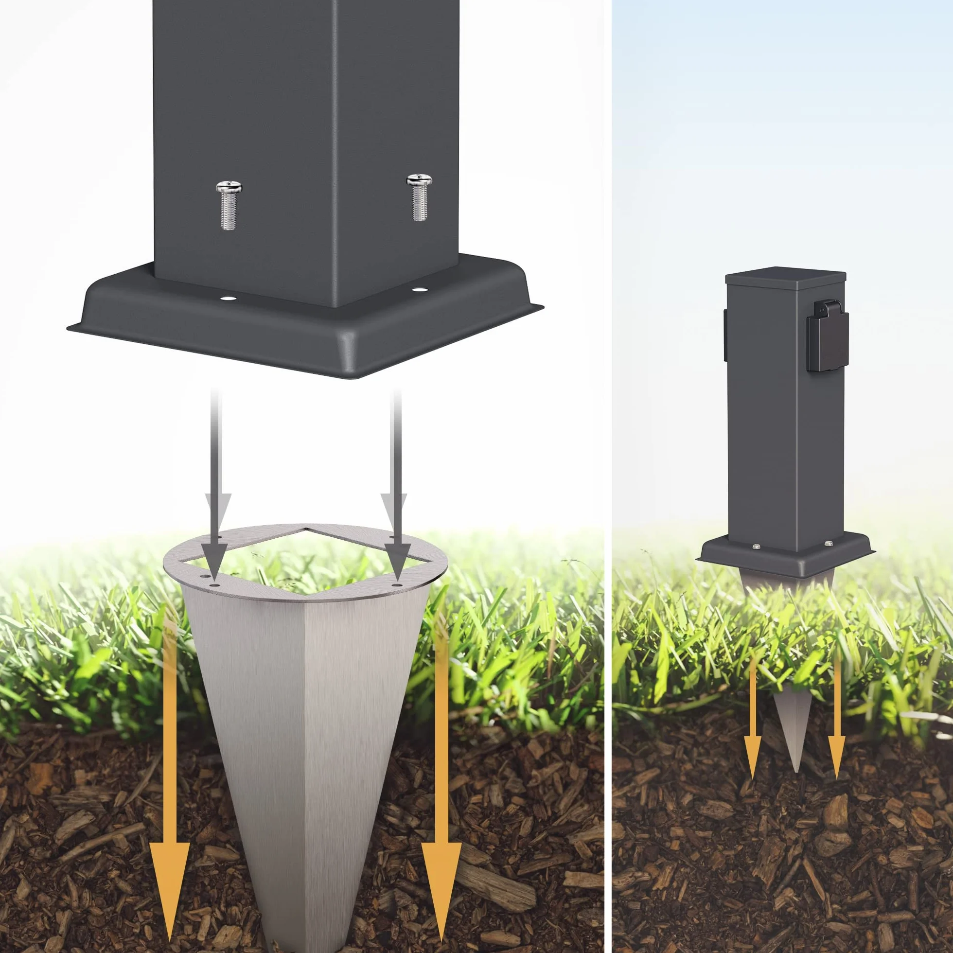 ledscom.de Polly Pilar de Toma de jardín con pincho de Suelo para Exteriores, IP44, 2 Conectores, Antracita, Angular, 27cm