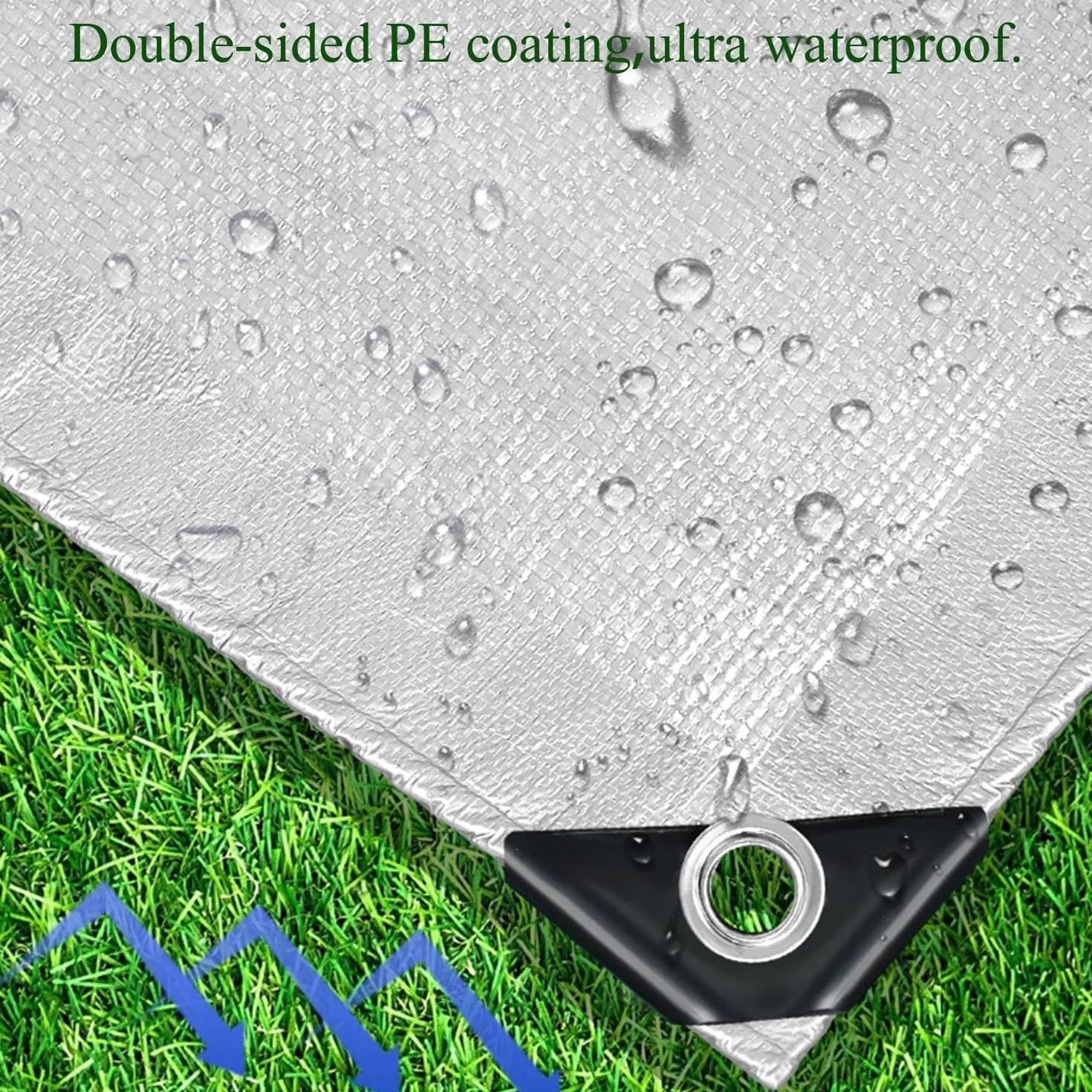 Lona de Cobertura, 3 x 6 m, Plateado, Impermeable con Ojales, 130 g/m², Resistente a los rasguños, a los Rayos UV, antimoho, Lona Multiuso para Muebles de jardín, Madera, Auto
