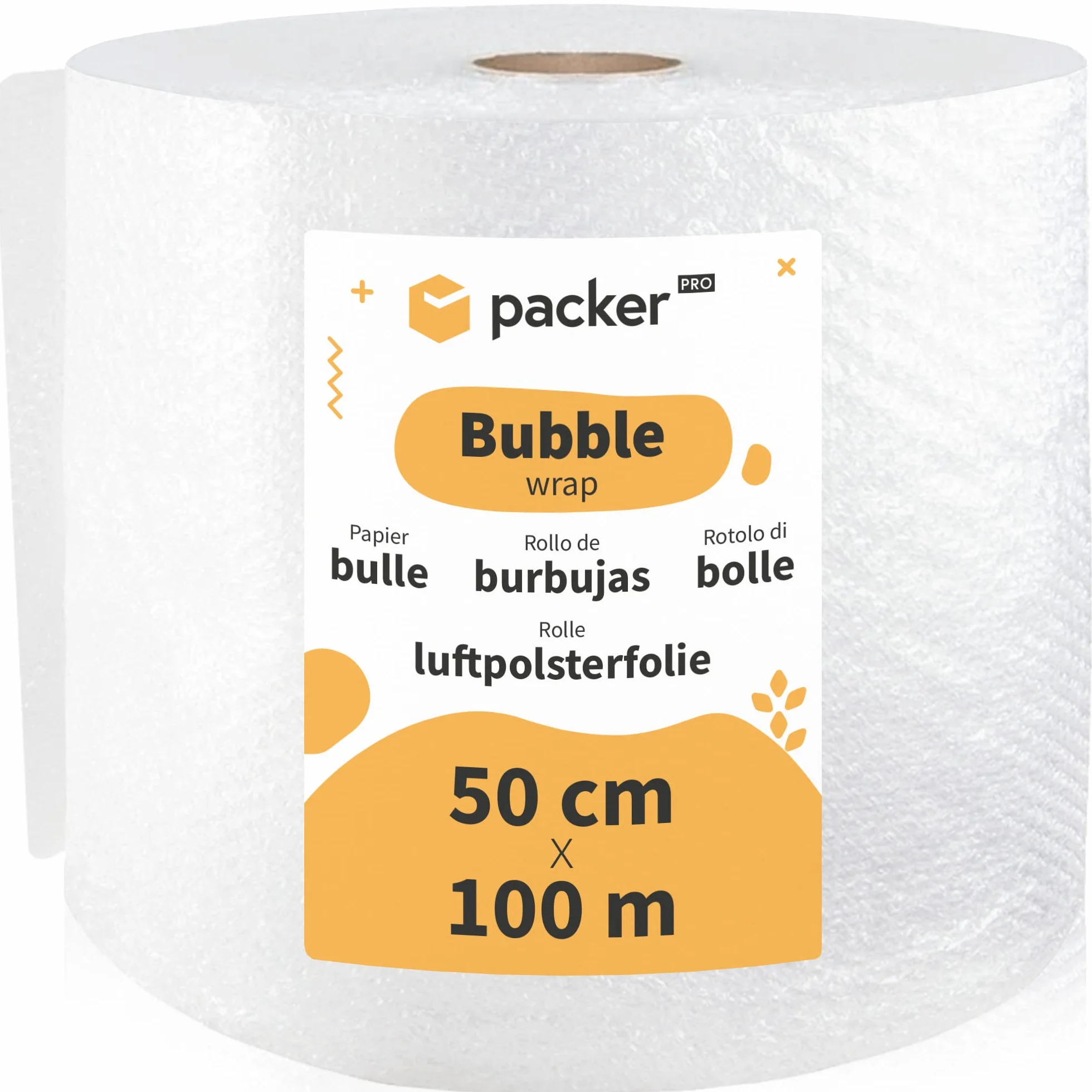 Packer PRO Rollo Burbujas Embalaje Plástico 50cm x 100m Transparente