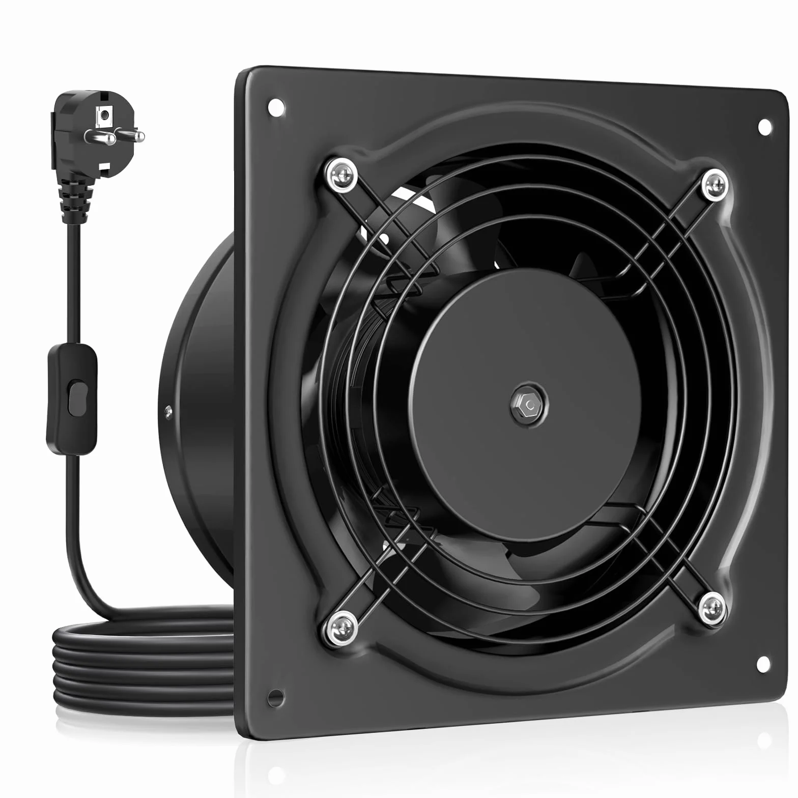 Extractor de aire 150mm HG Power Baño Silencioso Clapeta Antirretorno Regulador Velocidad Negro