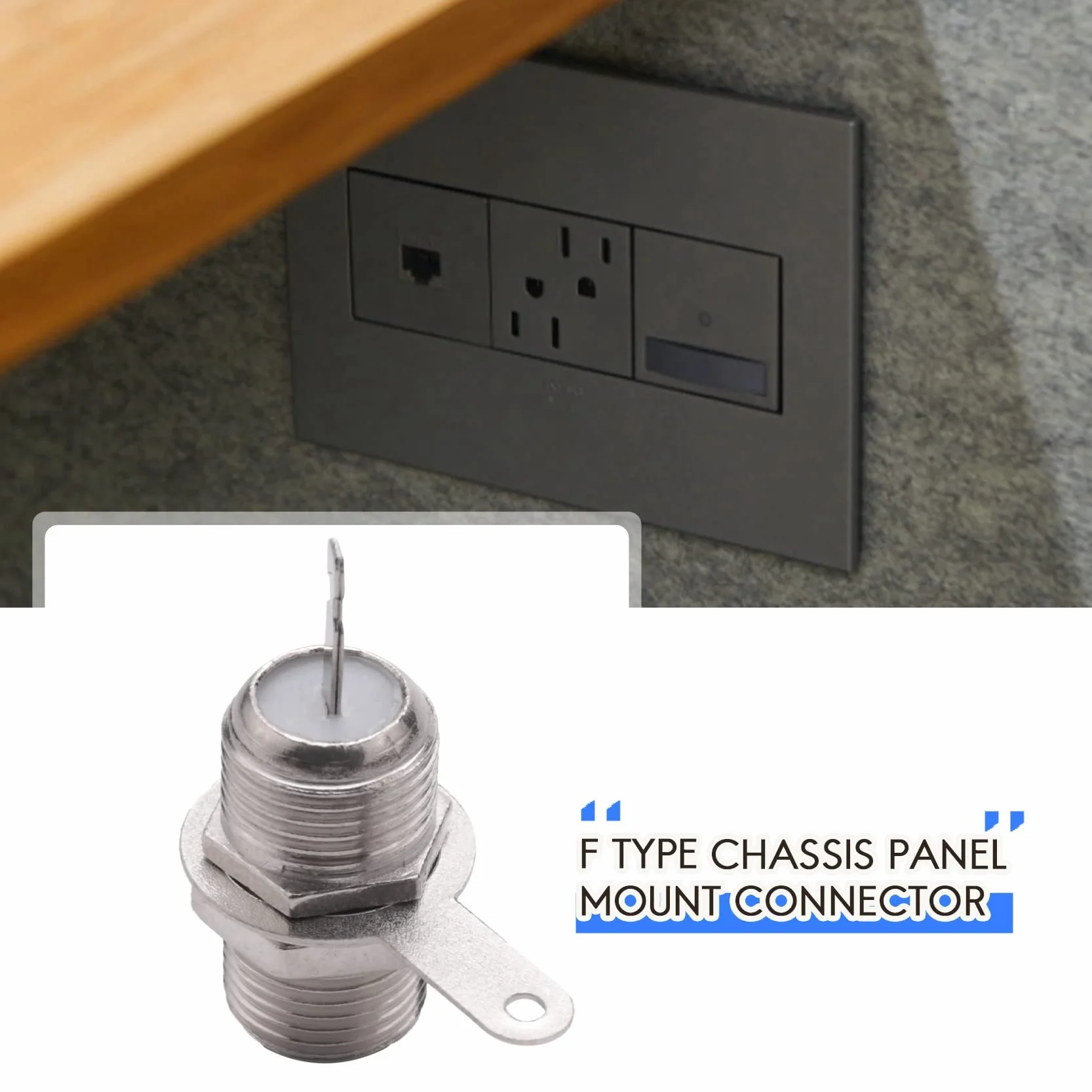 5pzs Adaptador de Conector de Soldadura Clavija Hembra Enchufe montado Panel de Tipo F