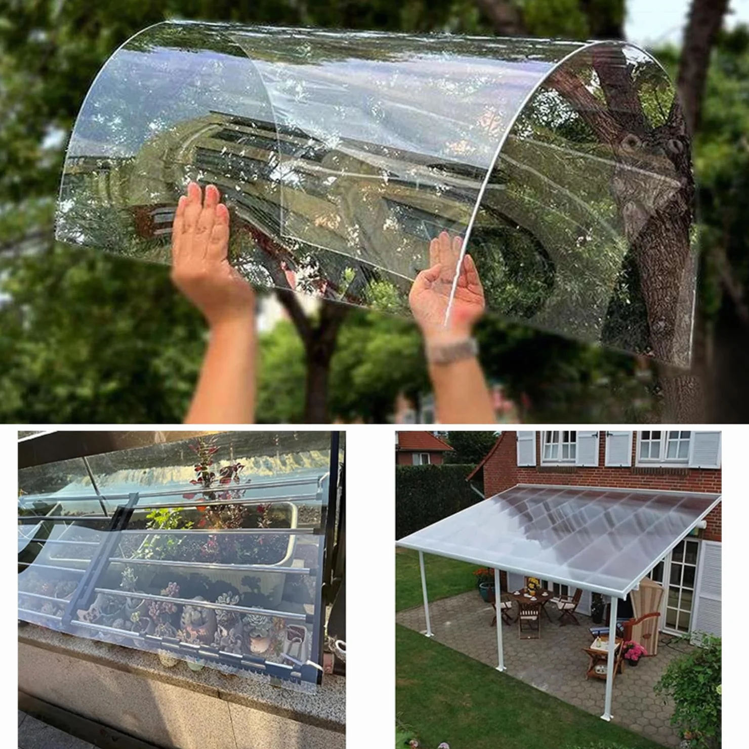 Paneles de Techo Hojas de Policarbonato Transparente,Anti-UV a Prueba de Lluvia,Láminas de Acrílico Transparente,Placa de Reemplazo Marquesina Invernadero,Fácil de Cortar (0.8x2m)