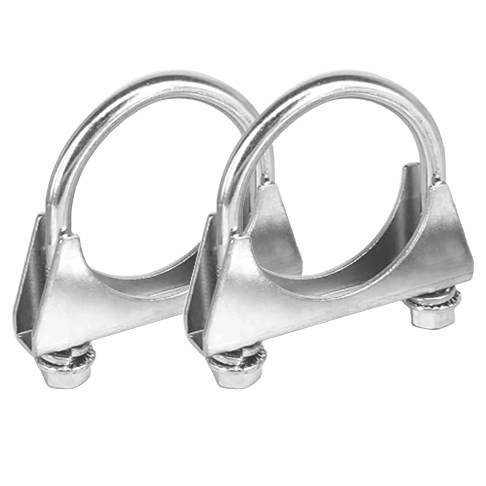 2 abrazaderas M8 para tubo de escape en U, diámetro de 50 mm, acero galvanizado, silenciador, abrazaderas con brida para sillín
