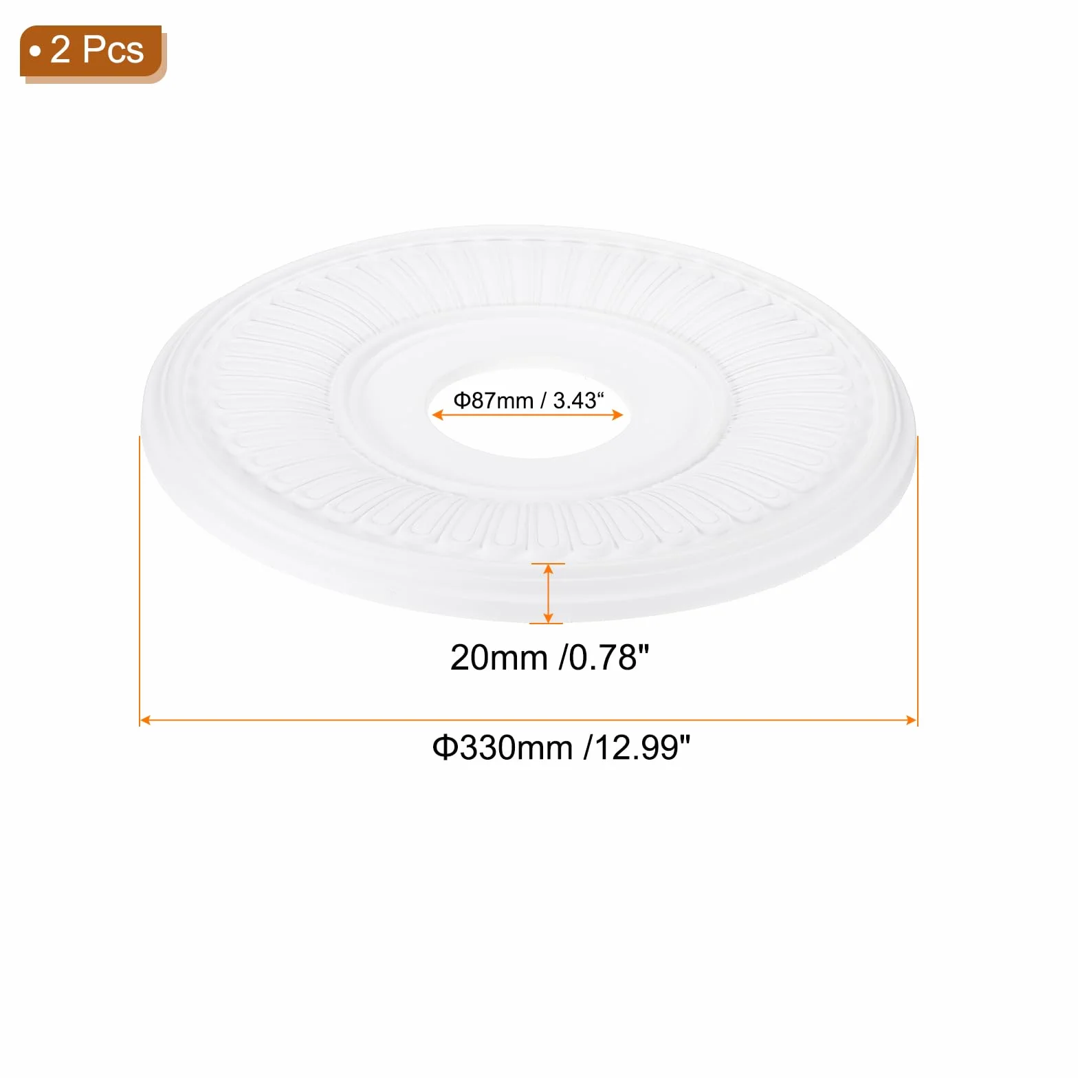 PATIKIL 2pcs Medallones de Techo, 33x10cm Rosetón de Estuco de Espuma PU Placa de Cubierta Medallón de Araña para Techo Ventilador Pared Lámpara, Estilo Moderno, Blanco