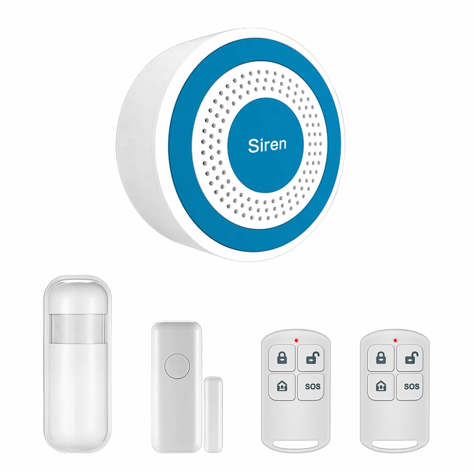 Sistema de Alarma WiFi Inteligente para el Hogar 120 dB con Sensor de Puerta, Detector de Movimiento, Control Remoto y Notificaciones por App – Sistema Antirrobo para Casa, Garaje (Kit de 5 Piezas)
