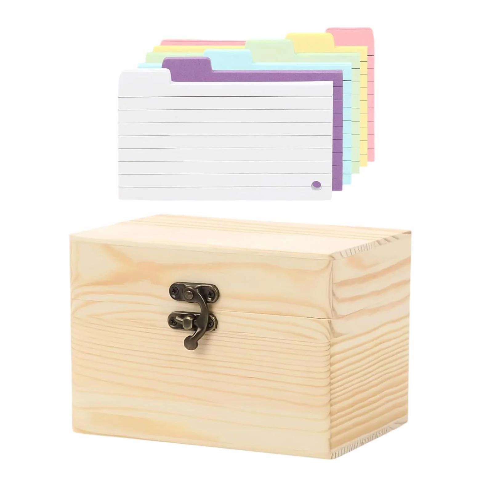 Index Card Box Wood 15x10x10.5cm Organizador De Negocios Caja De Almacenamiento Rústica