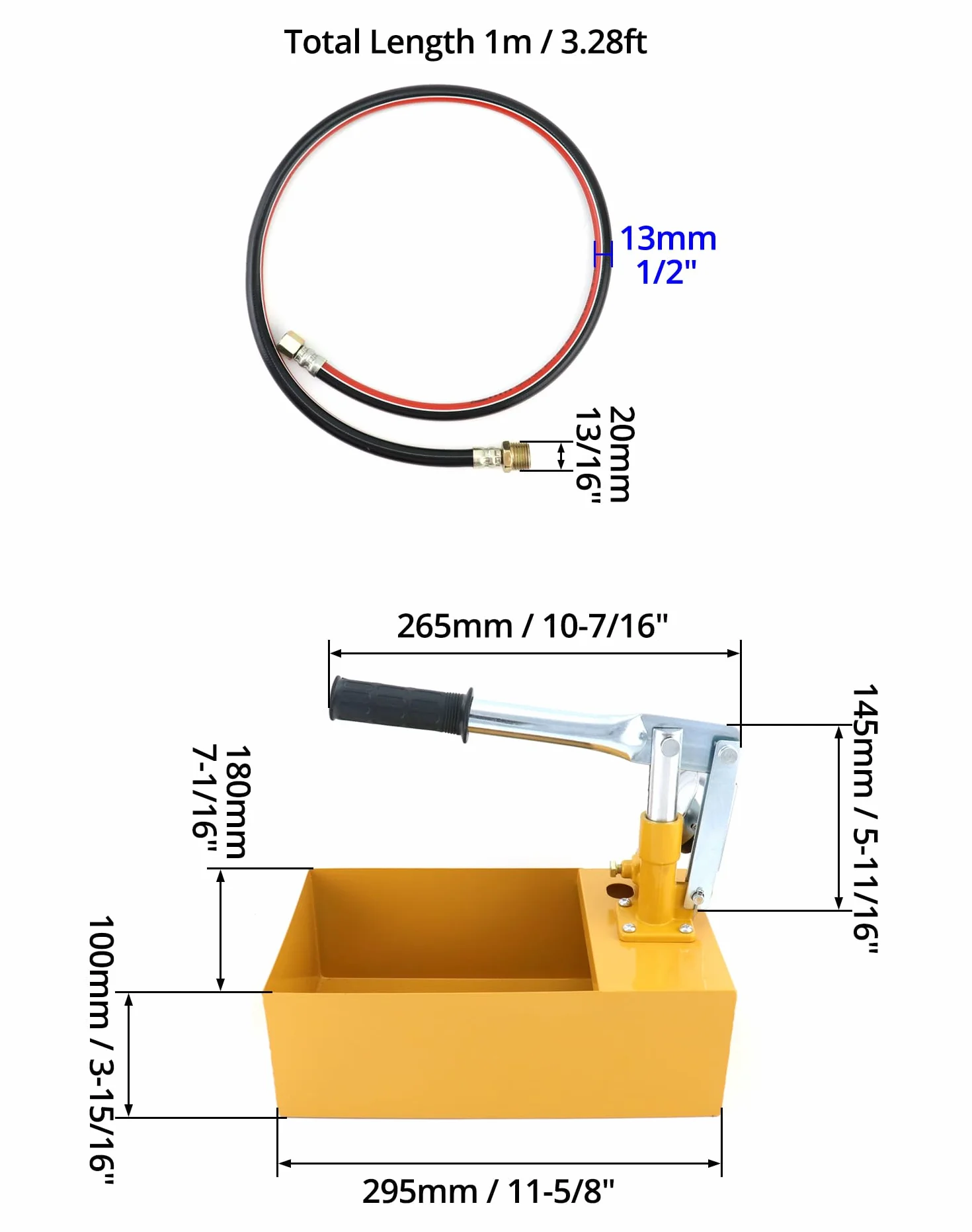 Bomba de presión manual 25bar QWORK para prueba de tuberías