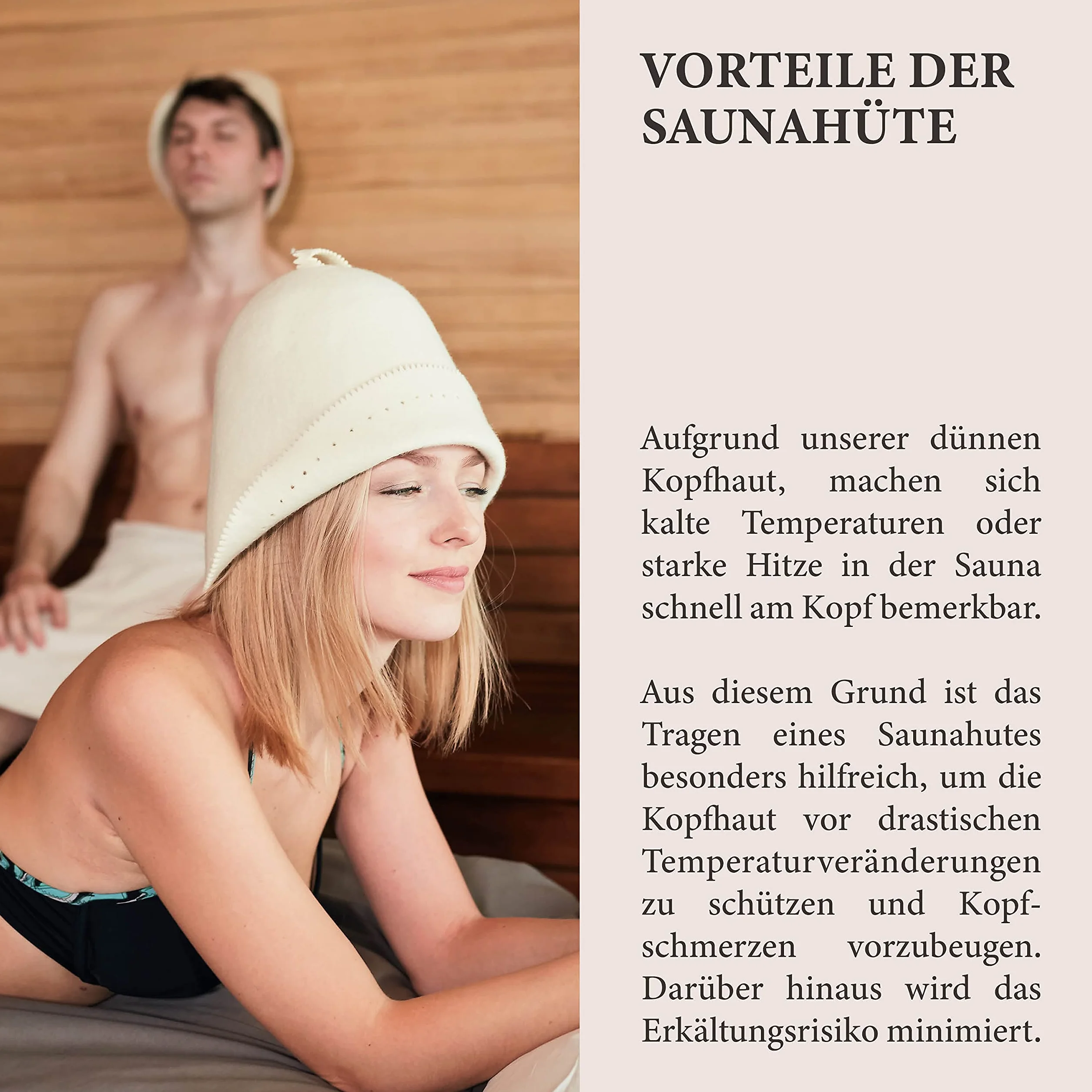 LoFelt® sombrero de fieltro para sauna mujer/hombre con guía informativa para sauna - ideal para una experiencia única en la sauna - modelo Piloto - gorra para sauna - gorro para sauna