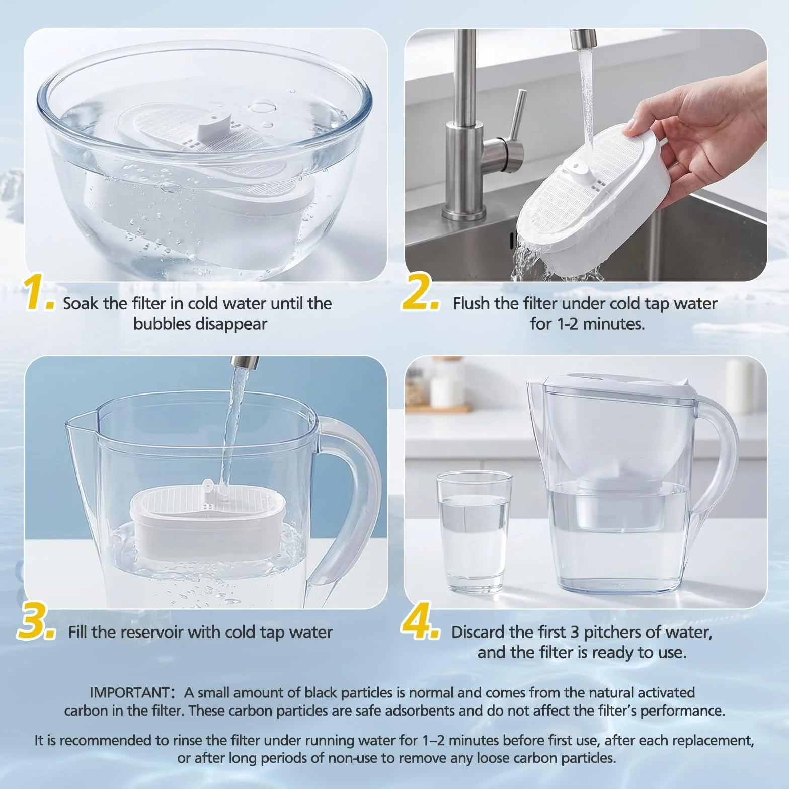 4 filtros de agua de repuesto para Waterdrop WD-PF-01A Plus, cartuchos de filtro de agua compatibles con todos los sistemas de filtración de tanques Waterdrop, certificado NSF, reduciendo impurezas