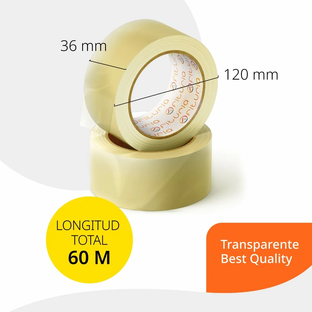 OFITURIA Cinta Adhesiva de Embalar Transparente 36cm x 60m 3 Rollos para Cajas de Cartón