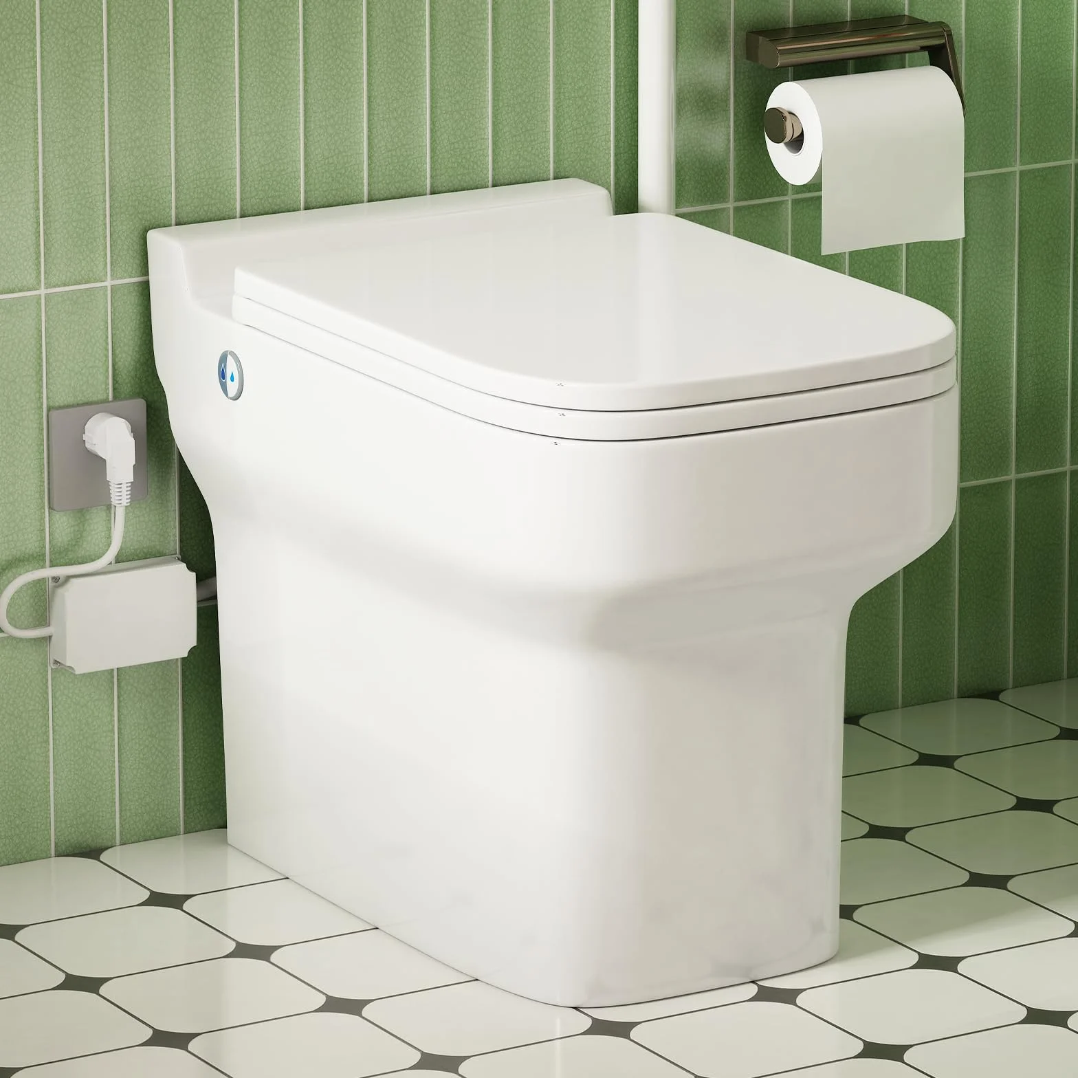 Inodoro compacto de 600 W con bomba trituradora integrada para sótanos, habitaciones pequeñas, desván o baños bajo escaleras, mando a distancia, doble cisterna, 4/5 CV